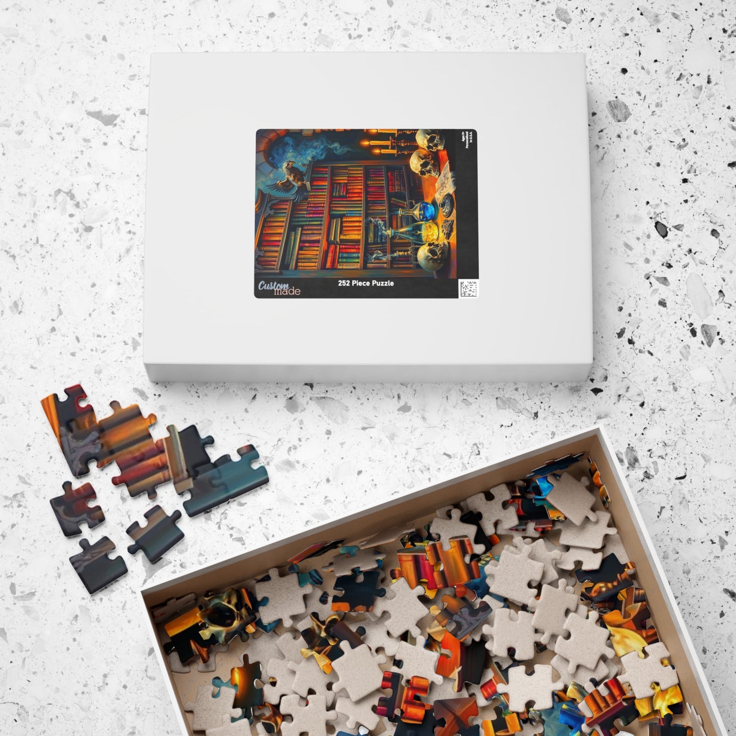 Enigmatic Library Jigsaw Puzzle - Mystical Artwork for Book Lovers, Halloween Home Decor, Family or Solo Fun, Holiday Birthday Gifts