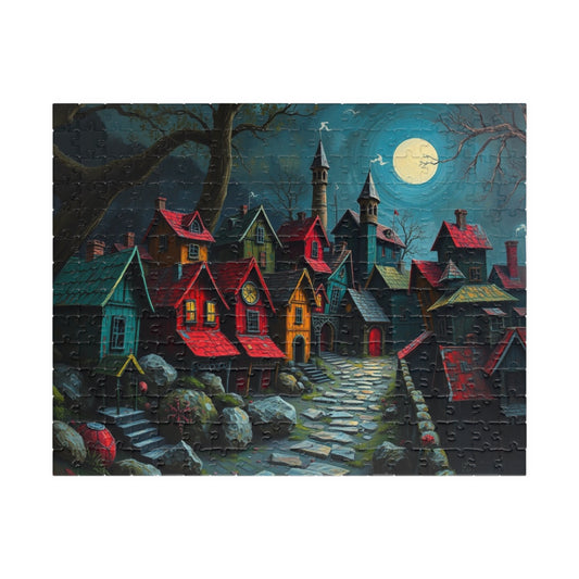 Nighttime Village Puzzle - Haunting Spooky Town at Night 252 pcs (Horizontal) Puzzle The Puzzle Chest