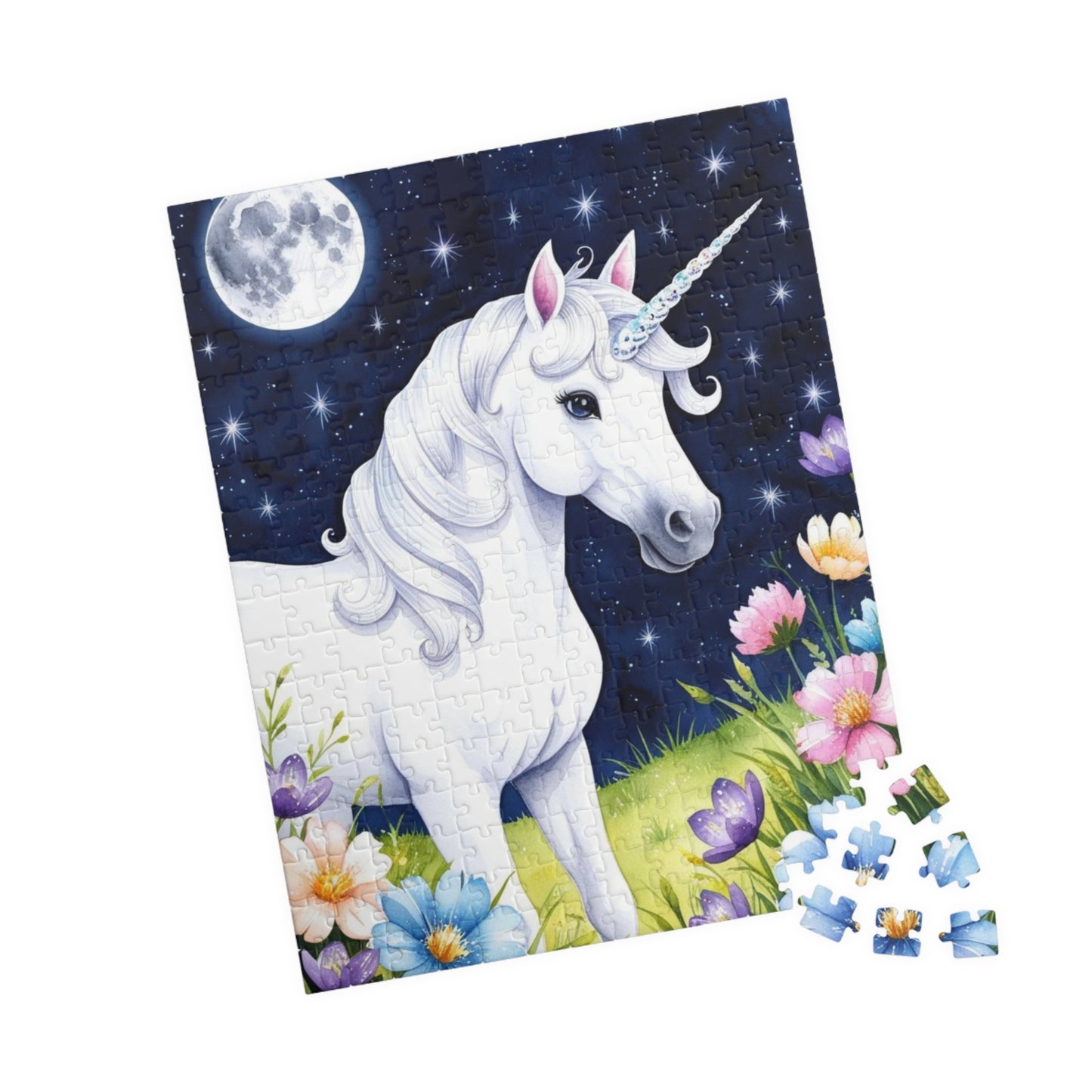 Beautiful Unicorn Puzzle, Mythical Creature Jigsaw, Moonlit Meadow Fantasy Floral Tabletop Game, Family Entertainment, Best Unique Gift Idea Puzzle The Puzzle Chest