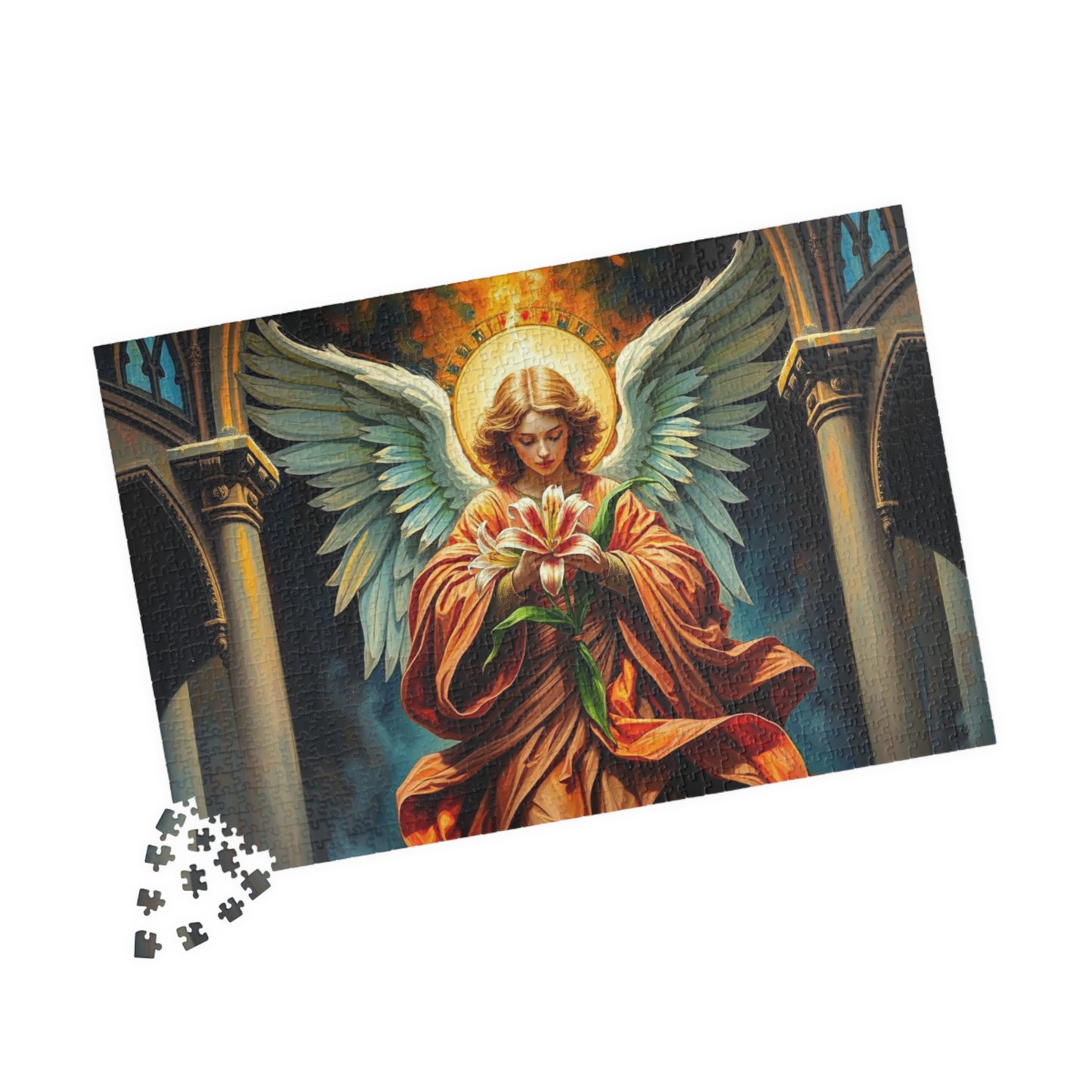 Divine Messenger Jigsaw Puzzle, Angel Artwork, Gothic Art Print, Elegant Puzzle for Adults, Holiday Birthday Gift for Friend Indoor Activity Puzzle The Puzzle Chest