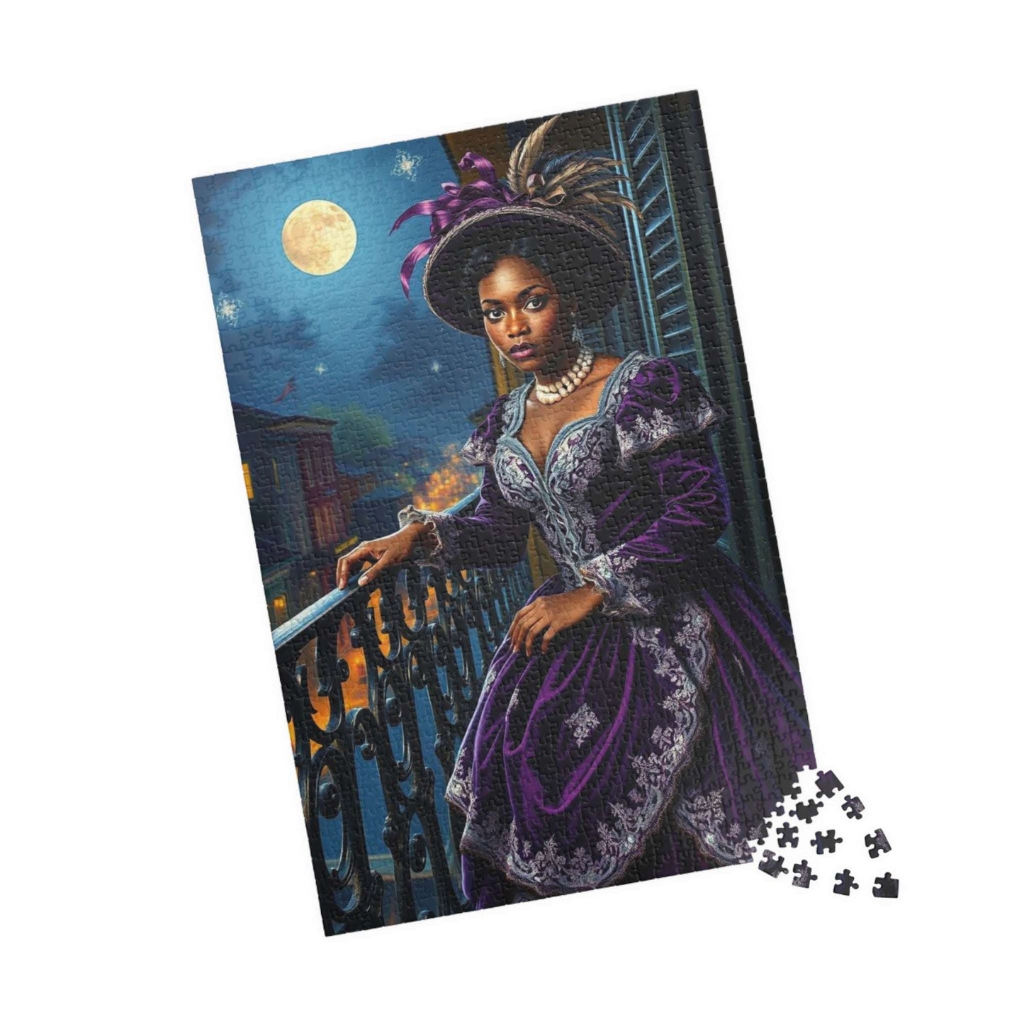 Mystical Moonlit Jigsaw Puzzle - Victorian Black Woman, African American Art 1014 pcs (Vertical) Puzzle The Puzzle Chest