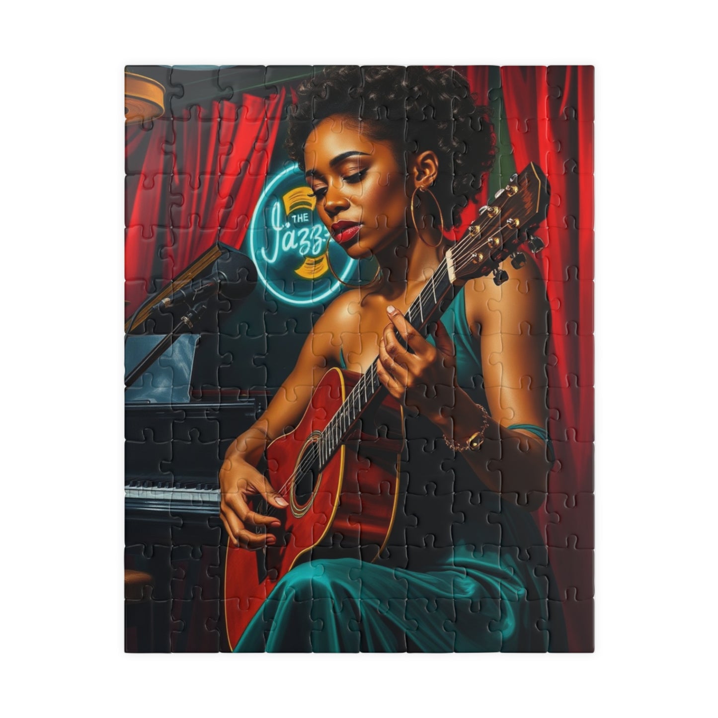 Black Jazz Singer Puzzle, 110-1014 Piece African American Woman Club Scene | Afrocentric Music Lover Gift, Family Game Night 110 pcs (Vertical) Puzzle The Puzzle Chest