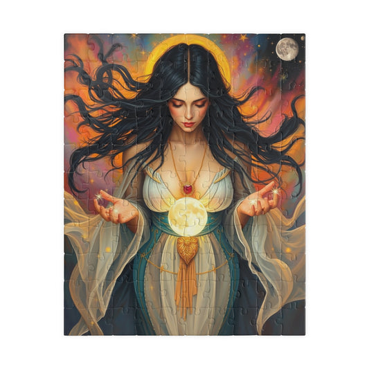 Mythical Moon Goddess Puzzle, 110-1014 Piece Jigsaw Game, Mindful Family Entertainment or Solo Fun, Perfect Gift for Puzzle Fantasy Lover 110 pcs (Vertical) Puzzle The Puzzle Chest