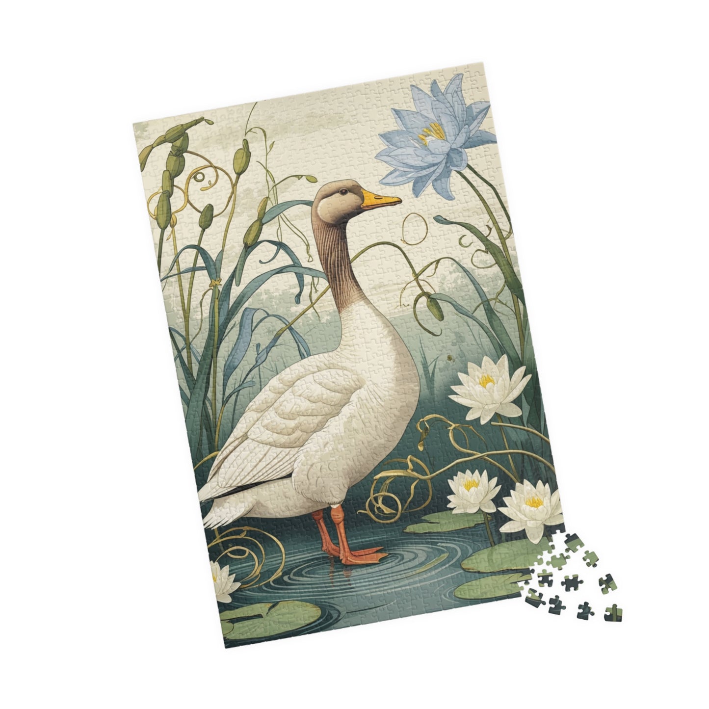 Vintage Goose Puzzle, Unique Countryside Design 110 252 520 1014-Piece Jigsaw, Goose and Cattails Artwork, Fun Family Activity, Relaxing Puzzle The Puzzle Chest