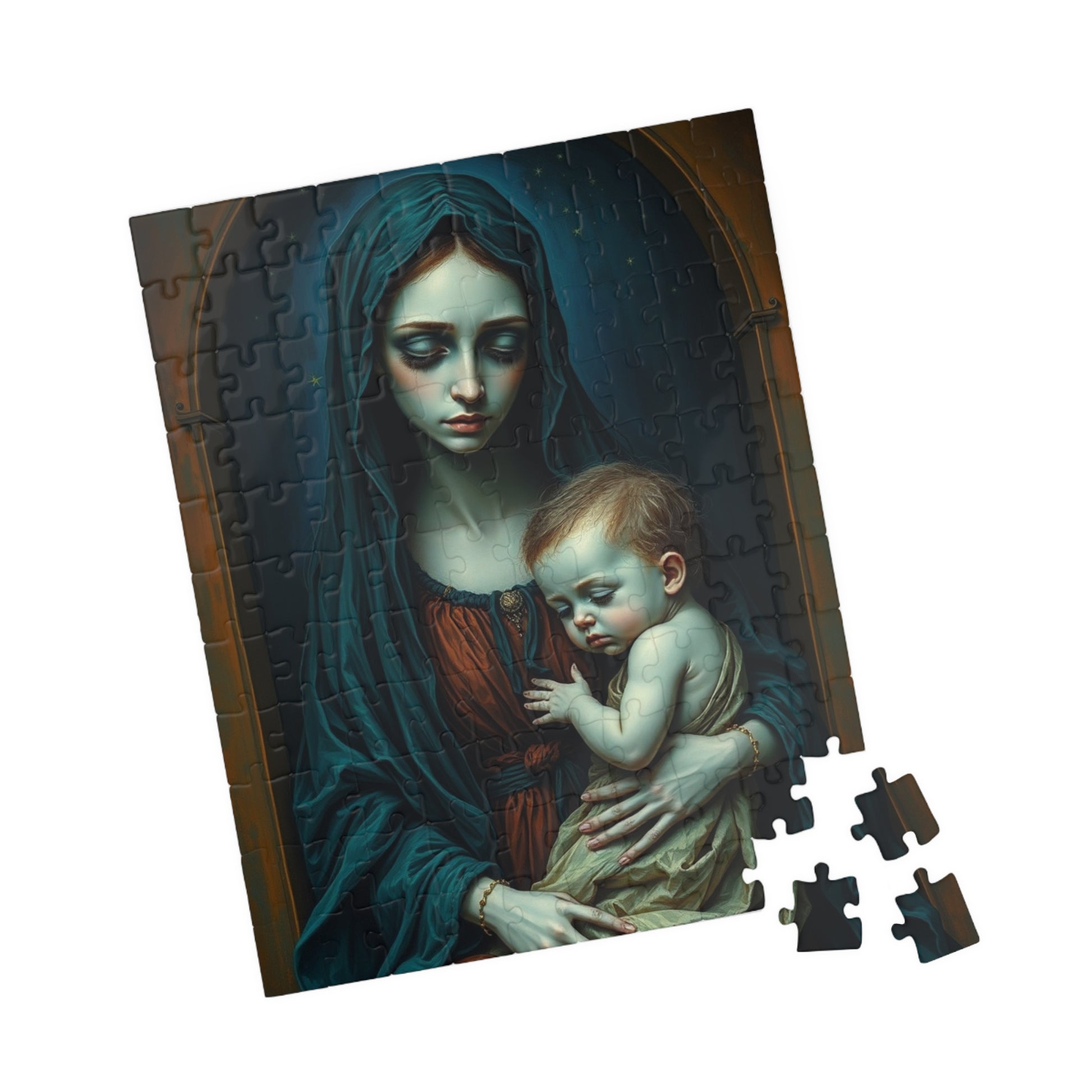 Sorrowful Mother and Child Puzzle - Gothic Art Jigsaw Game 110, 252, 520, 1014-piece, Home Decor, Best Unique Gift, Family Time, Art Lovers Puzzle The Puzzle Chest