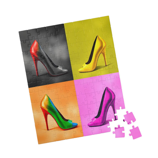 Fashionable High Heel Shoe Puzzle - Colorful Footwear Fun, Gift for Shoe Lovers, Family Game Night, Womens Day, Unique LGBTQ+ Art Print 110 pcs (Vertical) Puzzle The Puzzle Chest