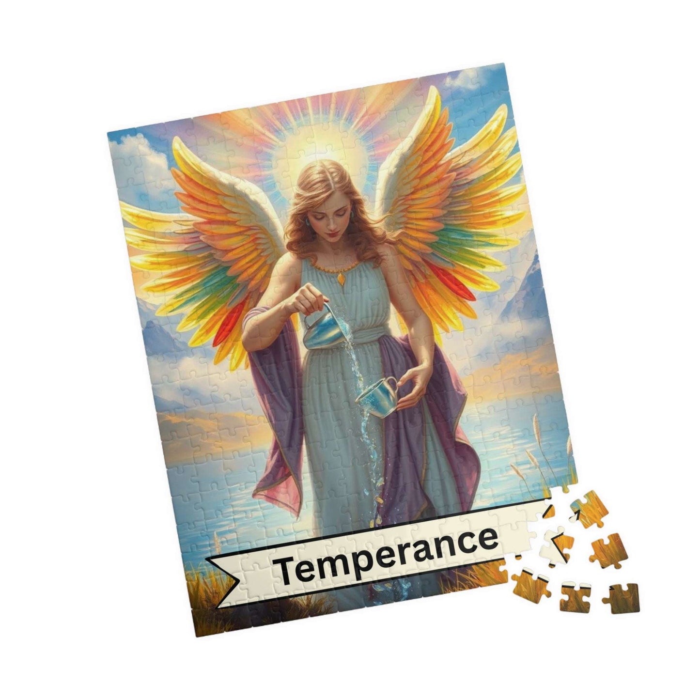 Angel Temperance Puzzle - Tarot Card Style Jigsaw Game for Spiritual Art Meditation Gift, Home Decor, Family Fun Activity, 110-1014 Pieces 252 pcs (Vertical) Puzzle The Puzzle Chest