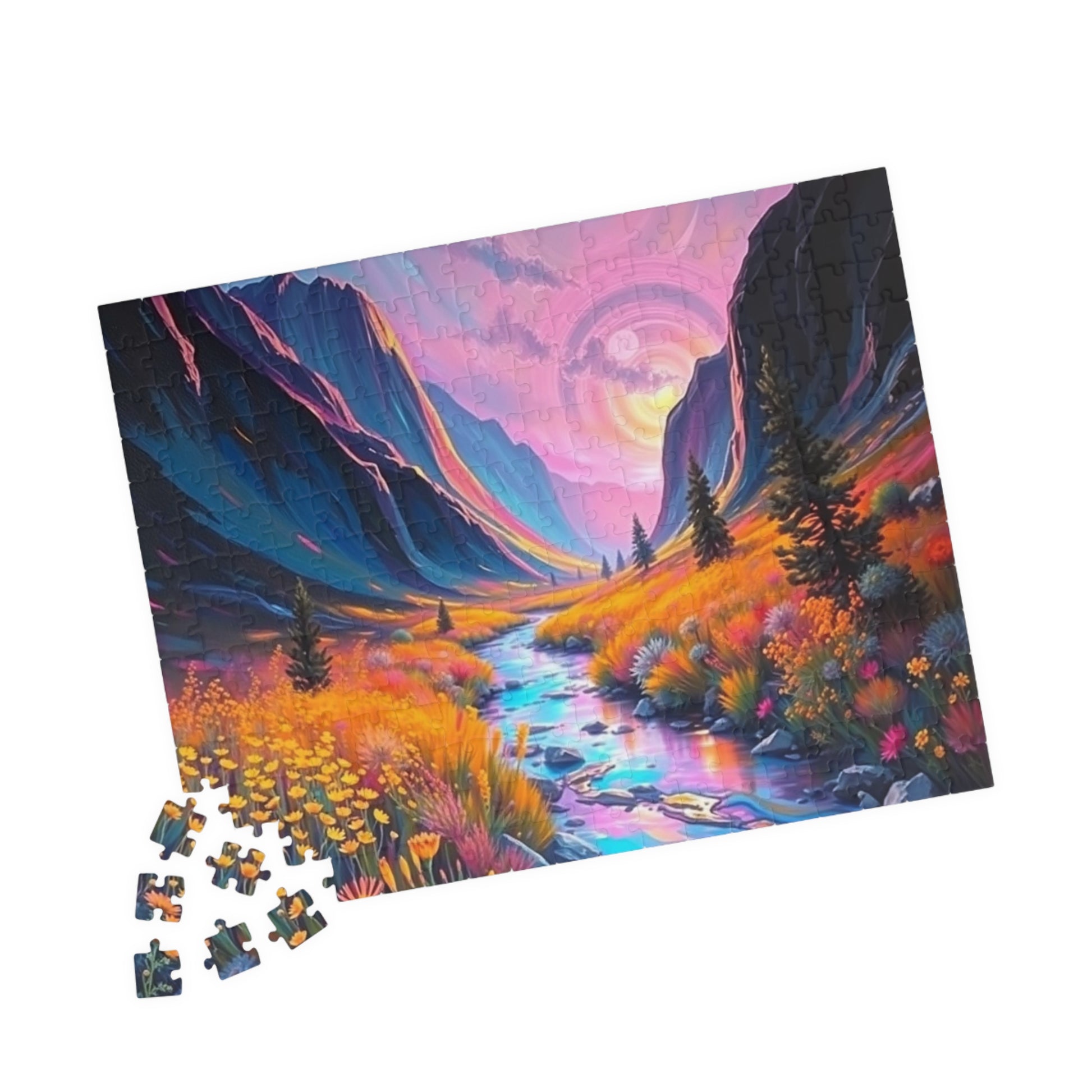 Mountain View Landscape Puzzle, 110-1014 Jigsaw Game for Adults, Colorful Art Puzzle for Relaxation, Nature Lover Gift, Family Fun Activity Puzzle The Puzzle Chest