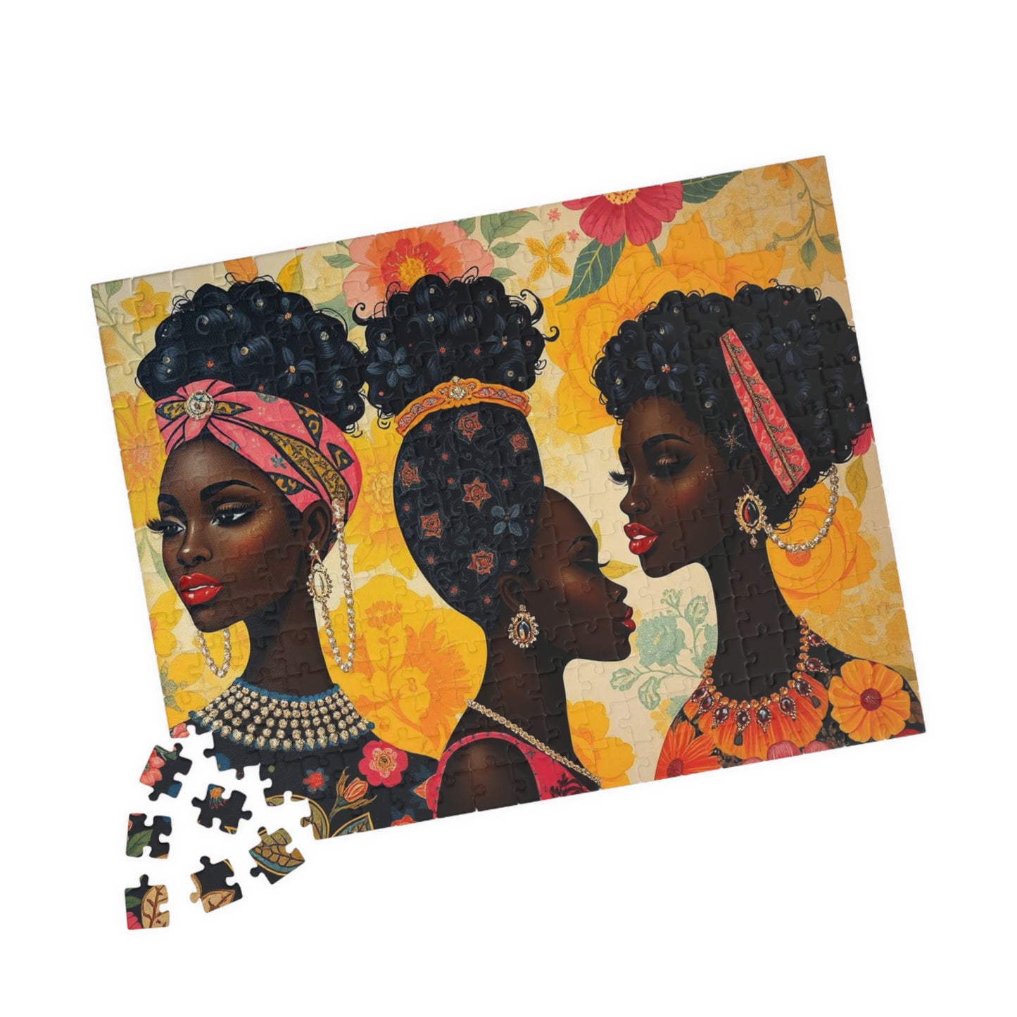 Sisters Bonding Jigsaw Puzzle, African Heritage African American Woman Empowering Art, Afrocentric Mindful Family Activity, Gift for Birthday, Holiday Puzzle The Puzzle Chest