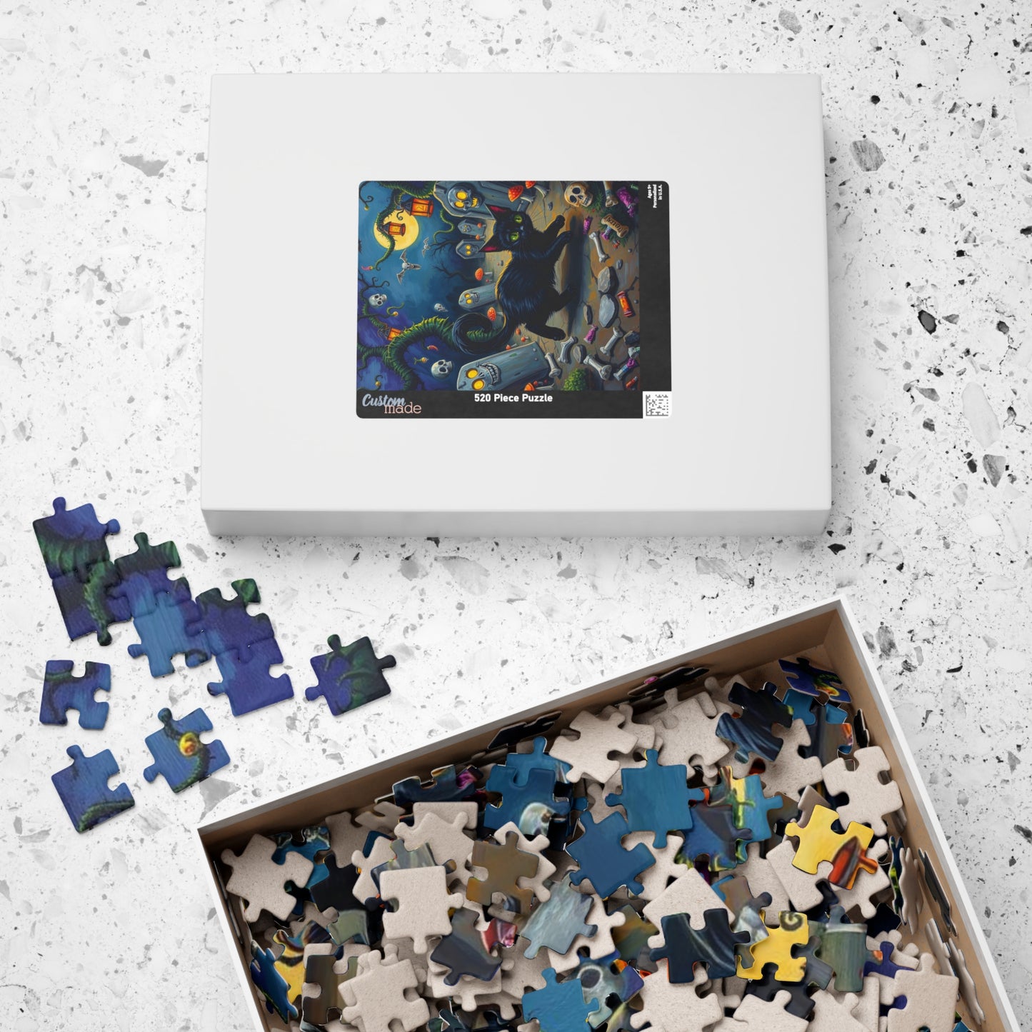 Tailspin Grave Mischief Jigsaw Puzzle - Spooky Cat Puzzle, 110-1014 Piece Halloween Gift, Cat Lover Decor, Family Activity Haunted Night Fun