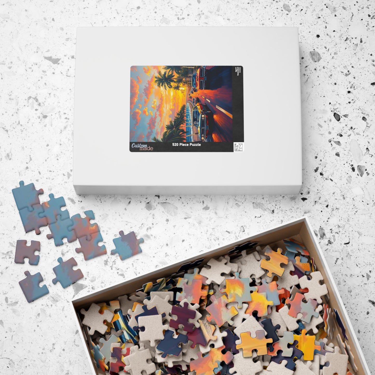 Sunset Muscle Car Puzzle | Nostalgic Jigsaw Puzzle for Adults, Friend Gift for Car Enthusiasts, Family Fun Game Night, Challenging Activity Puzzle The Puzzle Chest