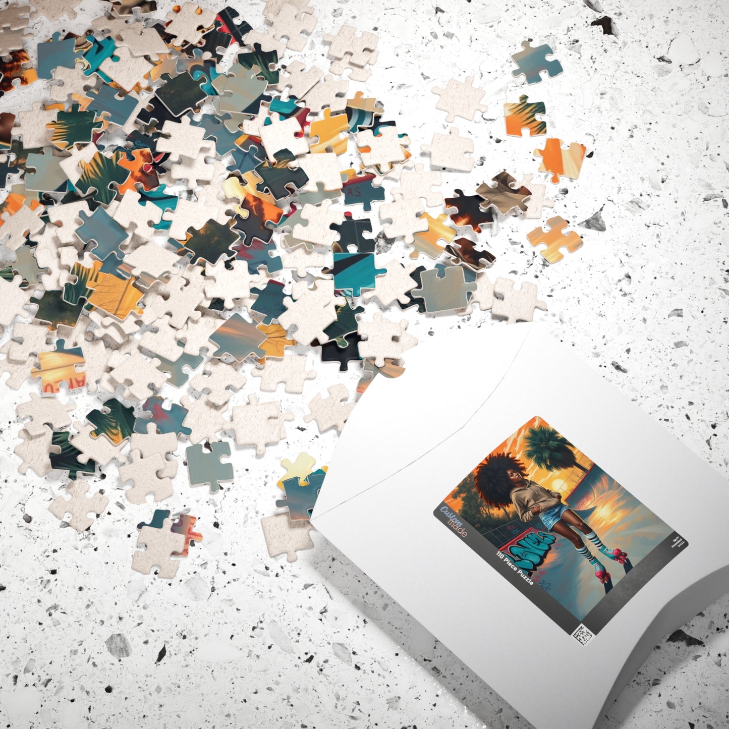 Skateboarder Jigsaw Puzzle, Retro Vibe African American Woman, Nostalgic Gift for Adults, Unique Game for Fun Family Night, Puzzle Lover Puzzle The Puzzle Chest