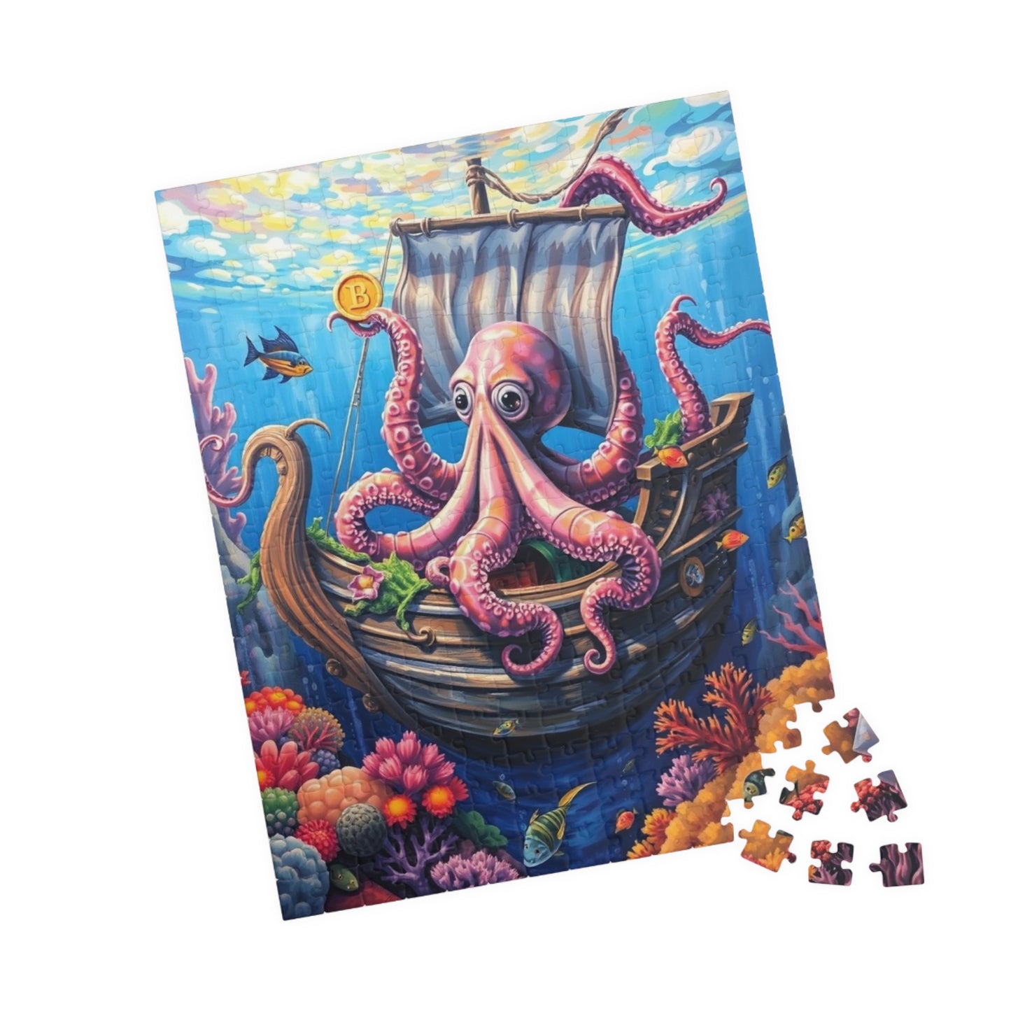 Sunken Pirate Ship Puzzle, Mysterious Underwater Nautical Scene with Octopus Jigsaw Game, Fun Family Activity, Puzzle Fanatic Gift Puzzle The Puzzle Chest