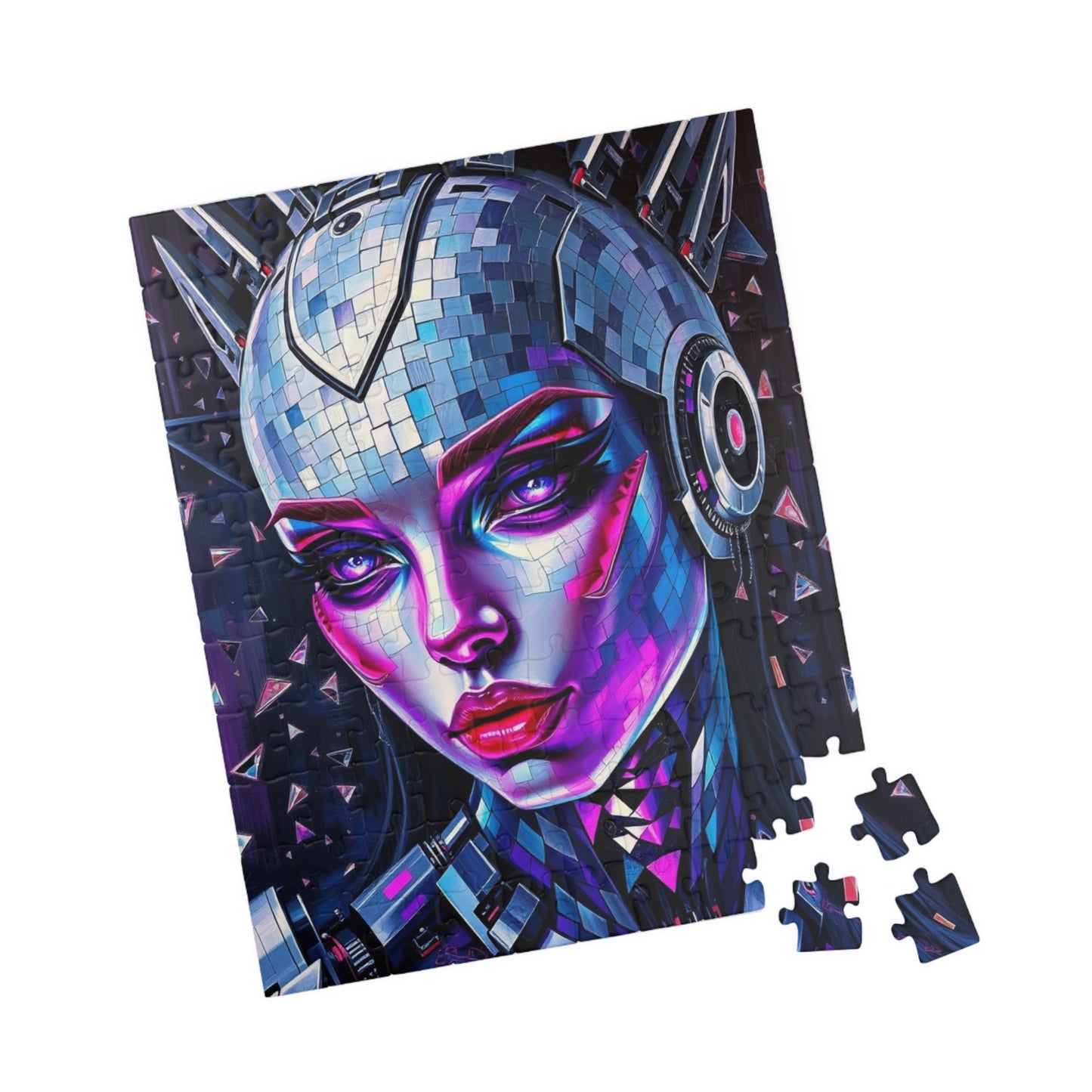 Mosaic Portrait Cybernetic Woman Puzzle, Cyberpunk Female Futuristic Art Jigsaw Game, Puzzle Lover Gift, Brain Teaser, Solo or Family Fun Puzzle The Puzzle Chest