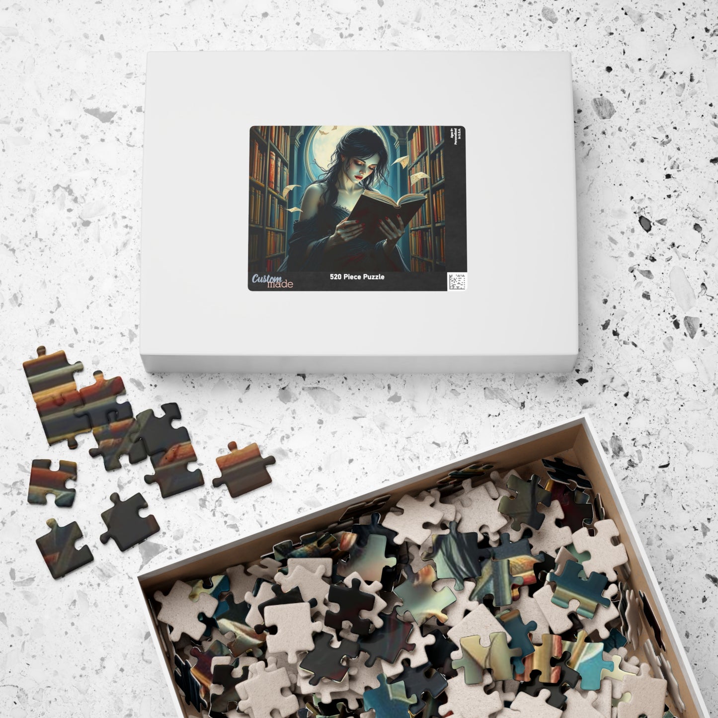 The Poet's Muse Jigsaw Puzzle, Spectral Woman Reading in Library, Gothic Puzzle, Dark Fantasy Puzzle, Mystical Book Lover Gift for Friend Puzzle The Puzzle Chest