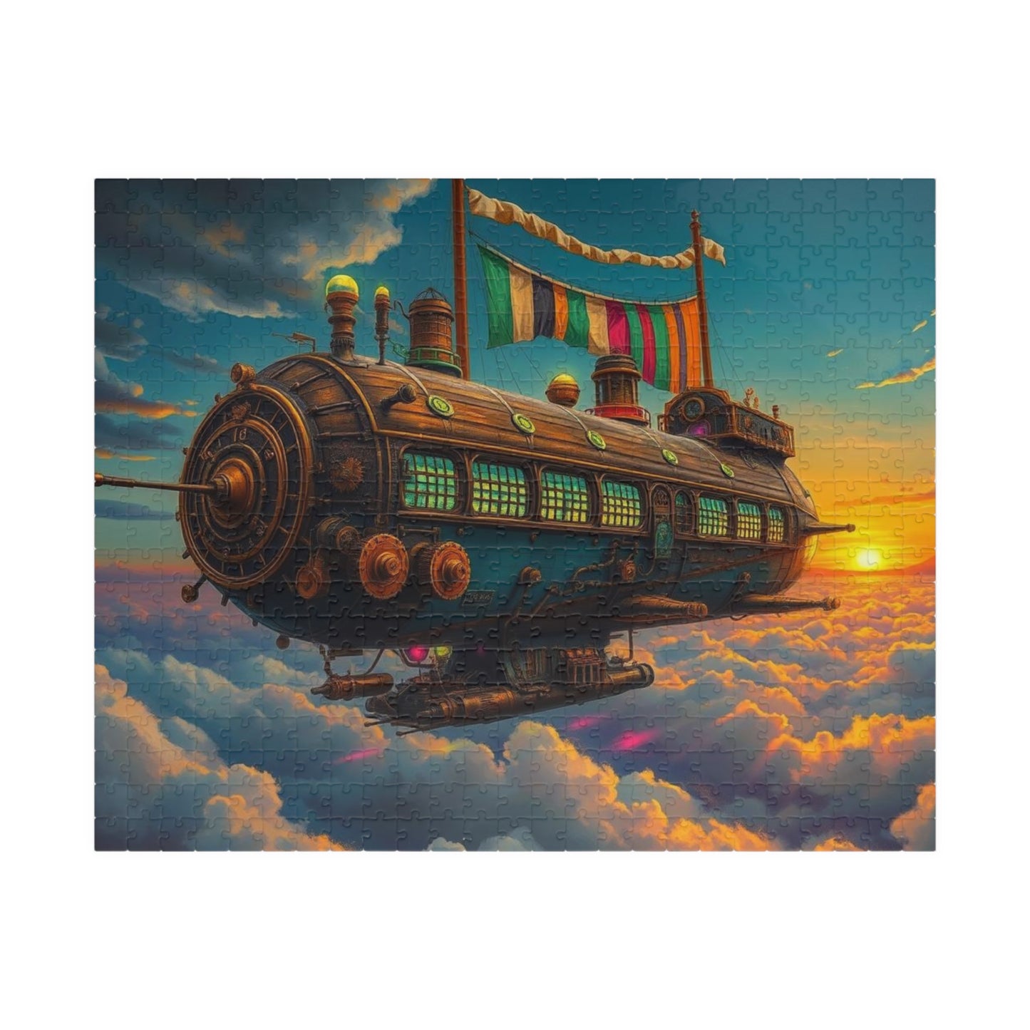 Steampunk Airship Puzzle | Fantasy Jigsaw for Adults and Kids, Home Entertainment, Best Gift for Friends, Family Puzzle Night Brain Teaser 520 pcs (Horizontal) Puzzle The Puzzle Chest