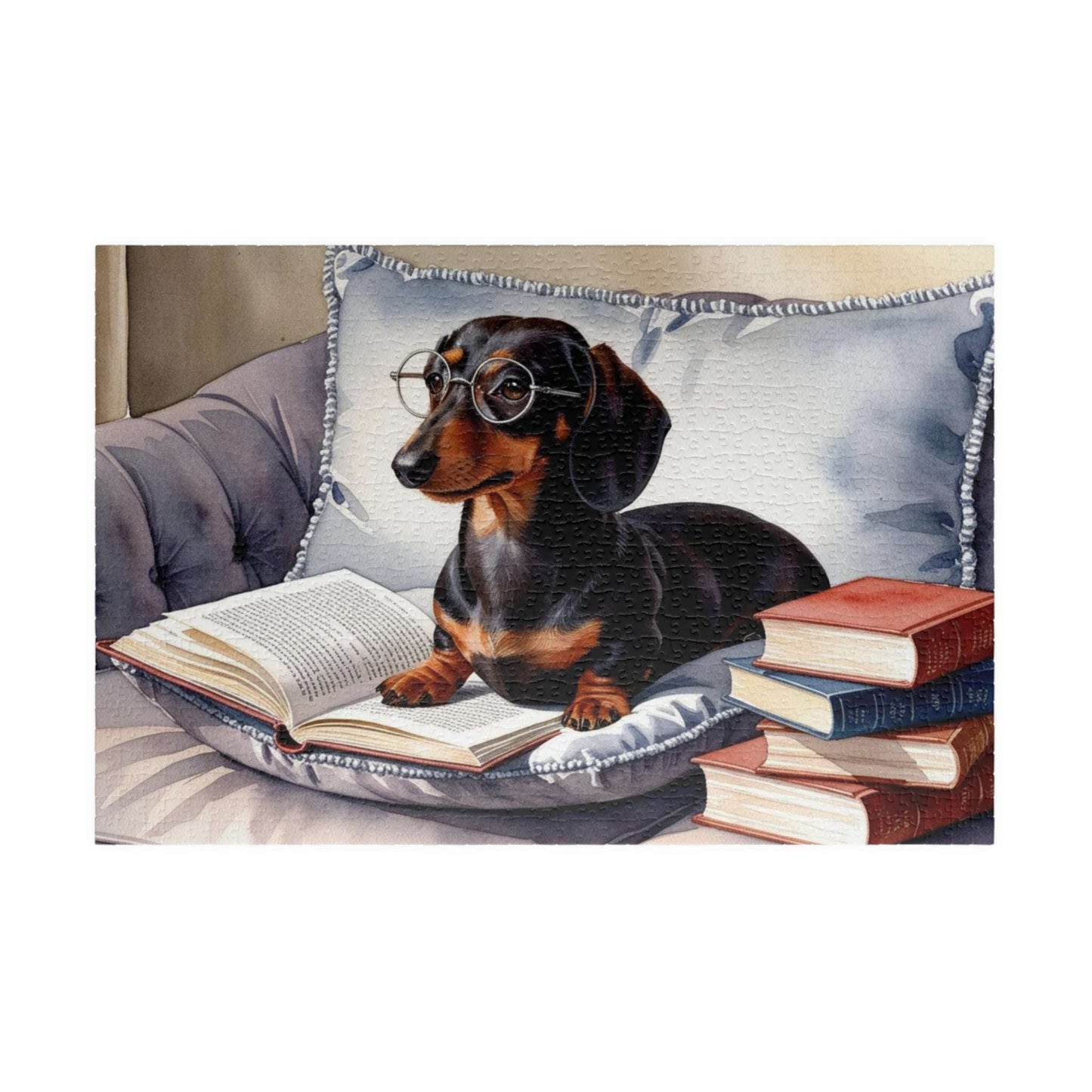 Dachshund Book Lover Puzzle - Cozy Pet Puzzle for Dog Lovers, Family Game Night, Gift for Bookworms, Fun Indoor Activity, Relaxing Gift 1014 pcs (Horizontal) Puzzle The Puzzle Chest