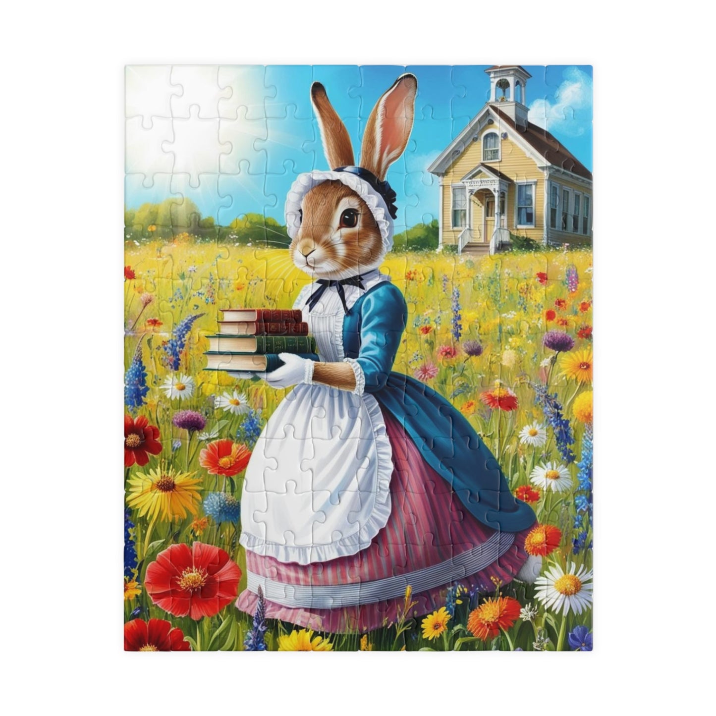 Whimsical Rabbit Jigsaw Puzzle, Charming Artwork for Book Lover, Easter Spring Puzzle Gift for Adults, Unique Fun Family Game Night 110 pcs (Vertical) Puzzle The Puzzle Chest