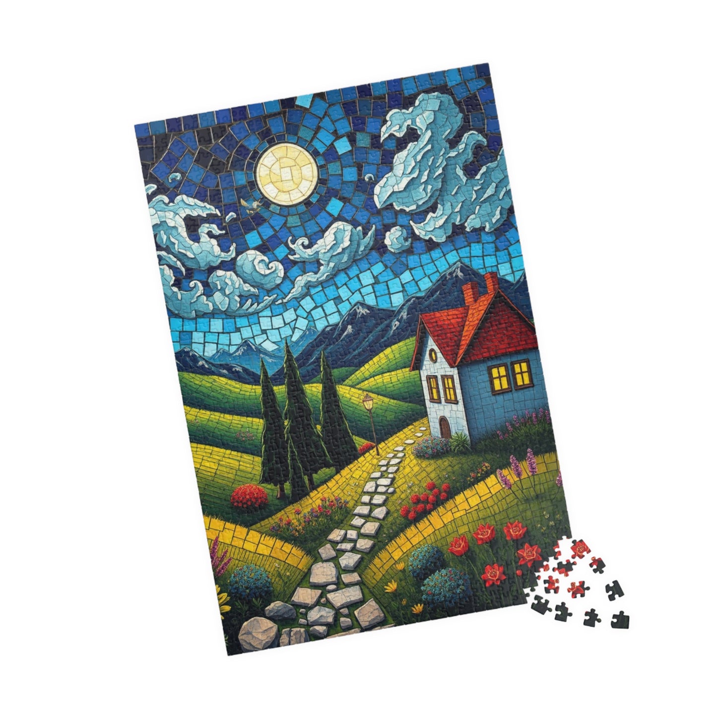 Mosaic Puzzle, Charming Landscape Whimsical Mosaic Tile, Adult Jigsaw Game Toy, Family Fun, Stress Relief Activity, Home Decor, Brain Teaser Puzzle The Puzzle Chest