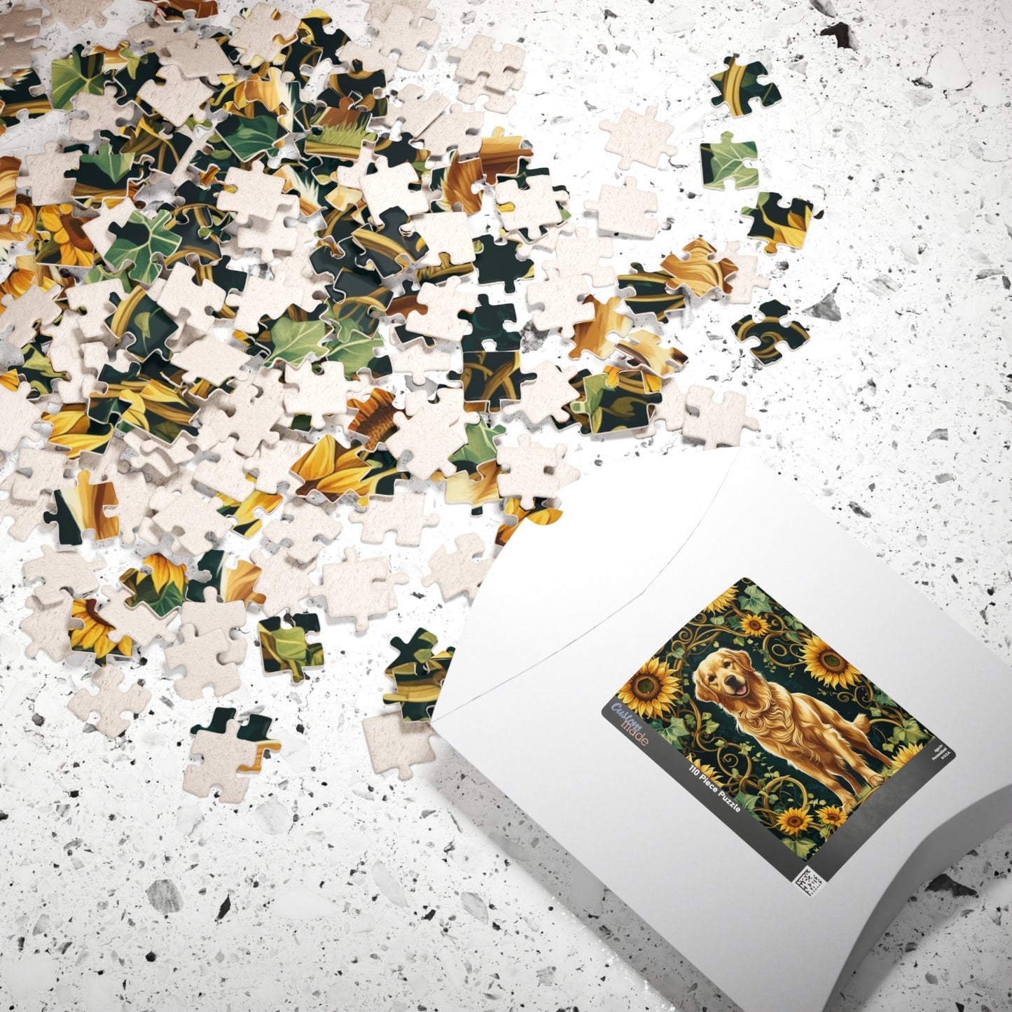 Vintage Golden Retriever Jigsaw Puzzle, Floral Sunflower Dog Themed Game for Family Fun Leisure Activity, Pet Owner Best Unique Gift, Hobby Puzzle The Puzzle Chest