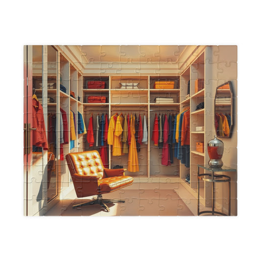 Walk-In Closet Jigsaw Puzzle (110, 252, 520, 1014-piece), Color-coded Clothing, Red Yellow Blue Minimalist Game, Gift for Fashion Lover 110 pcs (Horizontal) Puzzle The Puzzle Chest