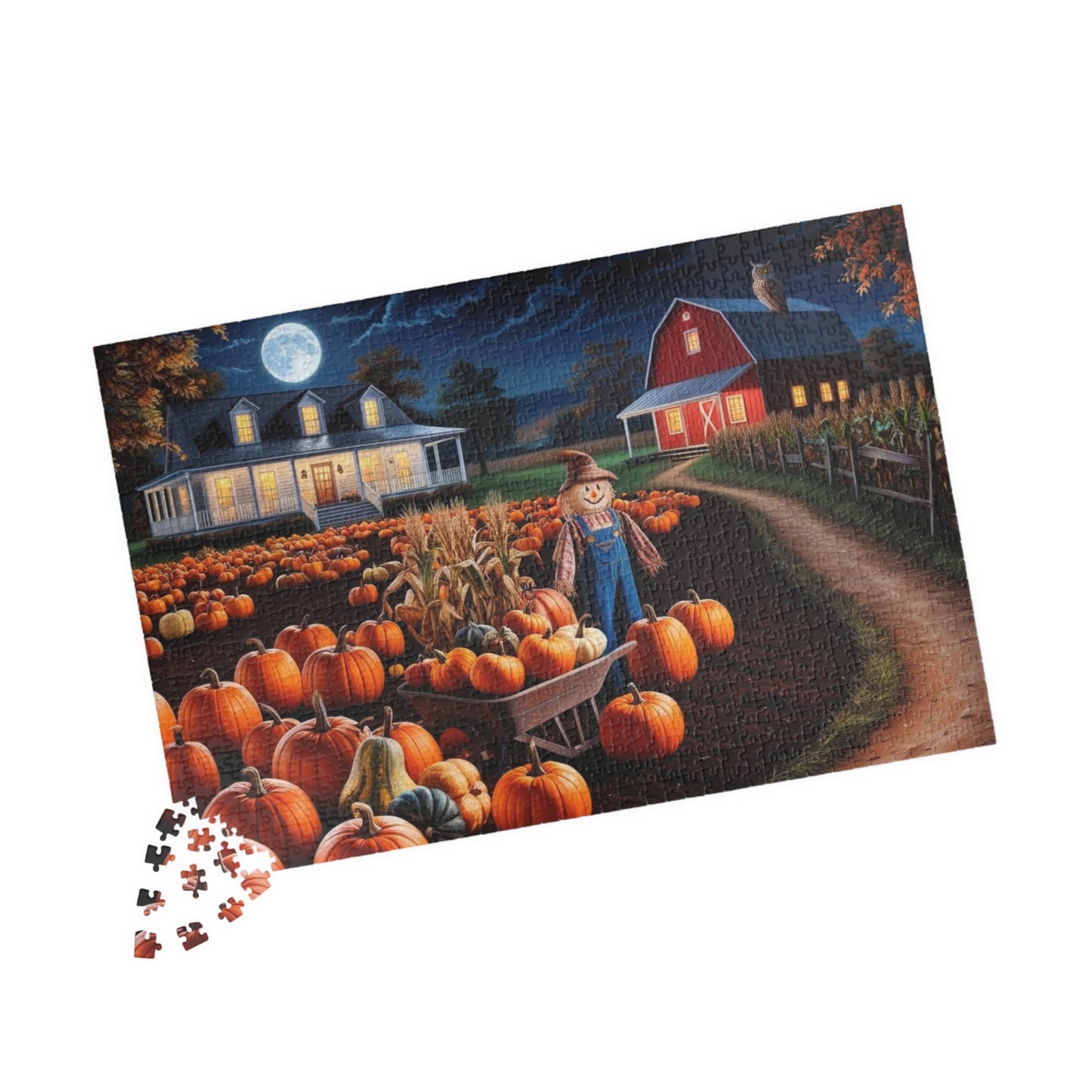 Harvest Pumpkin Scarecrow Puzzle | Fall Decor Puzzle | 110, 252, 520, 1014 Pieces | Family Fun | Autumn Activity, Halloween Puzzle, Puzzle The Puzzle Chest