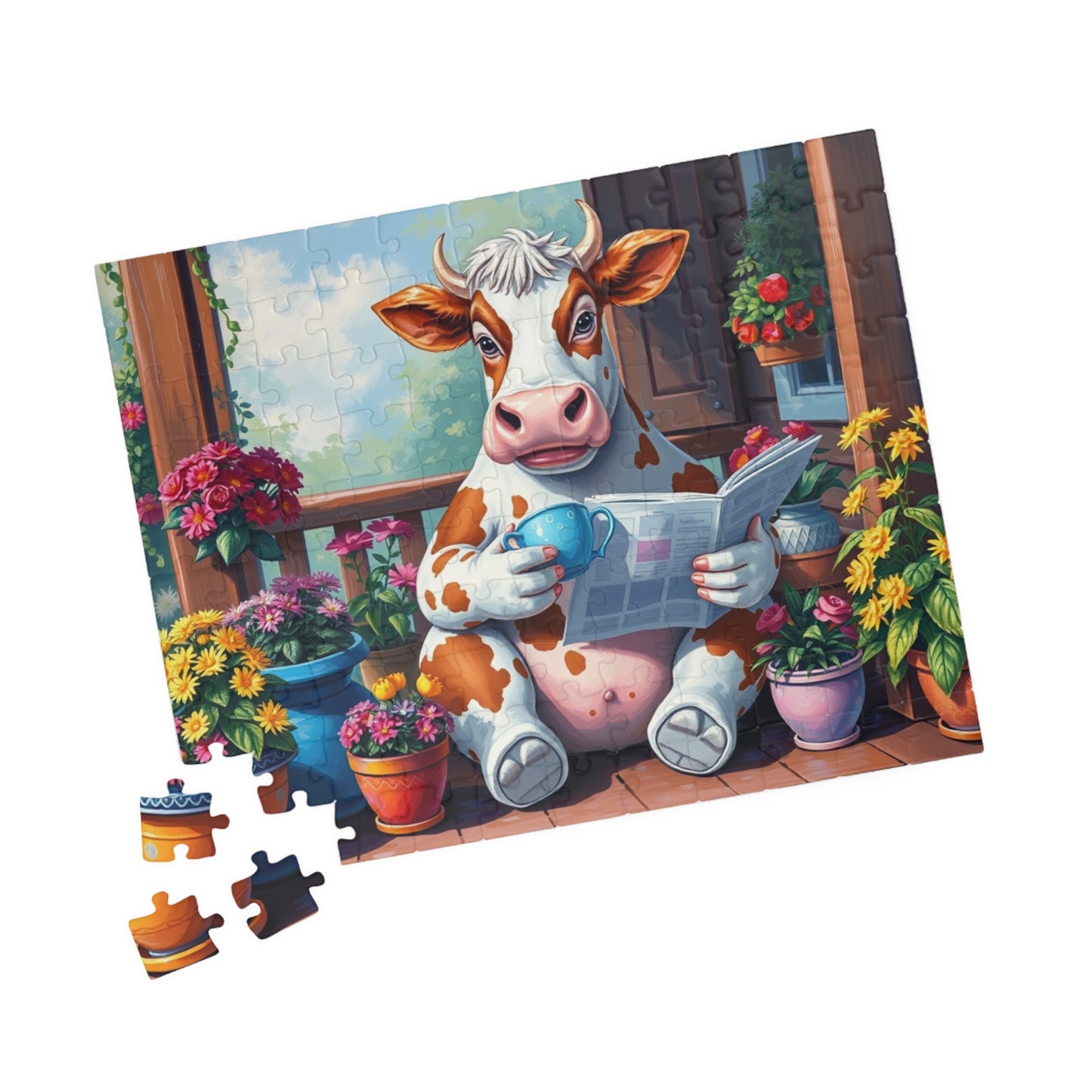 Whimsical Cow Jigsaw Puzzle, Fun Home Solo Entertainment, Gift for Farm Lovers Animal Enthusiasts, Family Game Night, Mindfulness Activity Puzzle The Puzzle Chest
