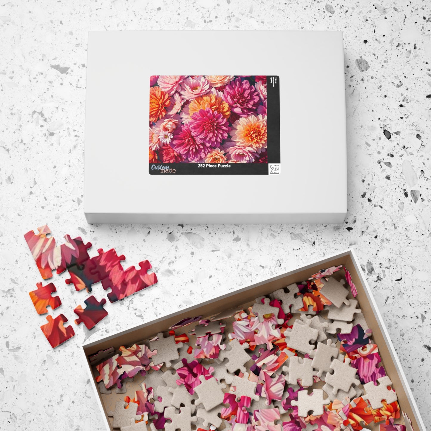 Pink Flower Jigsaw Puzzle - Vibrant Floral Puzzle Art for Adults, Family Fun Game, Creative Hobby, Indoor Activity, Unique Gift Idea Puzzle The Puzzle Chest