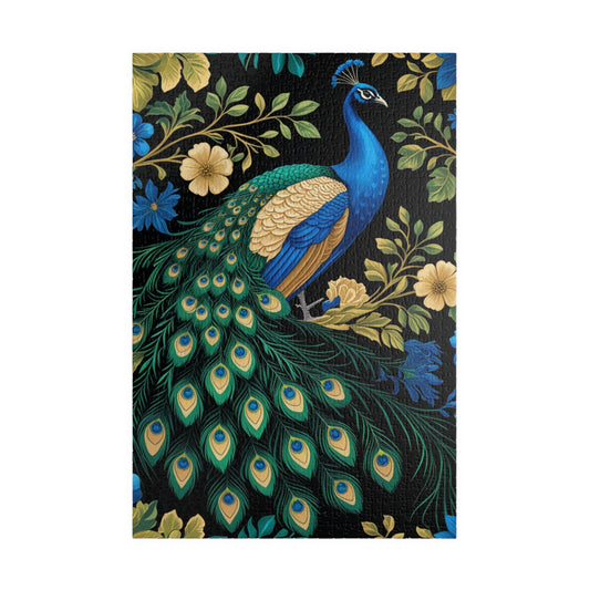 Vintage Peacock Jigsaw Puzzle, Floral Flower Bird Art Design, Tabletop Game Family Activity, Best Gift Animal Lover Puzzle Enthusiast, Hobby 1014 pcs (Vertical) Puzzle The Puzzle Chest