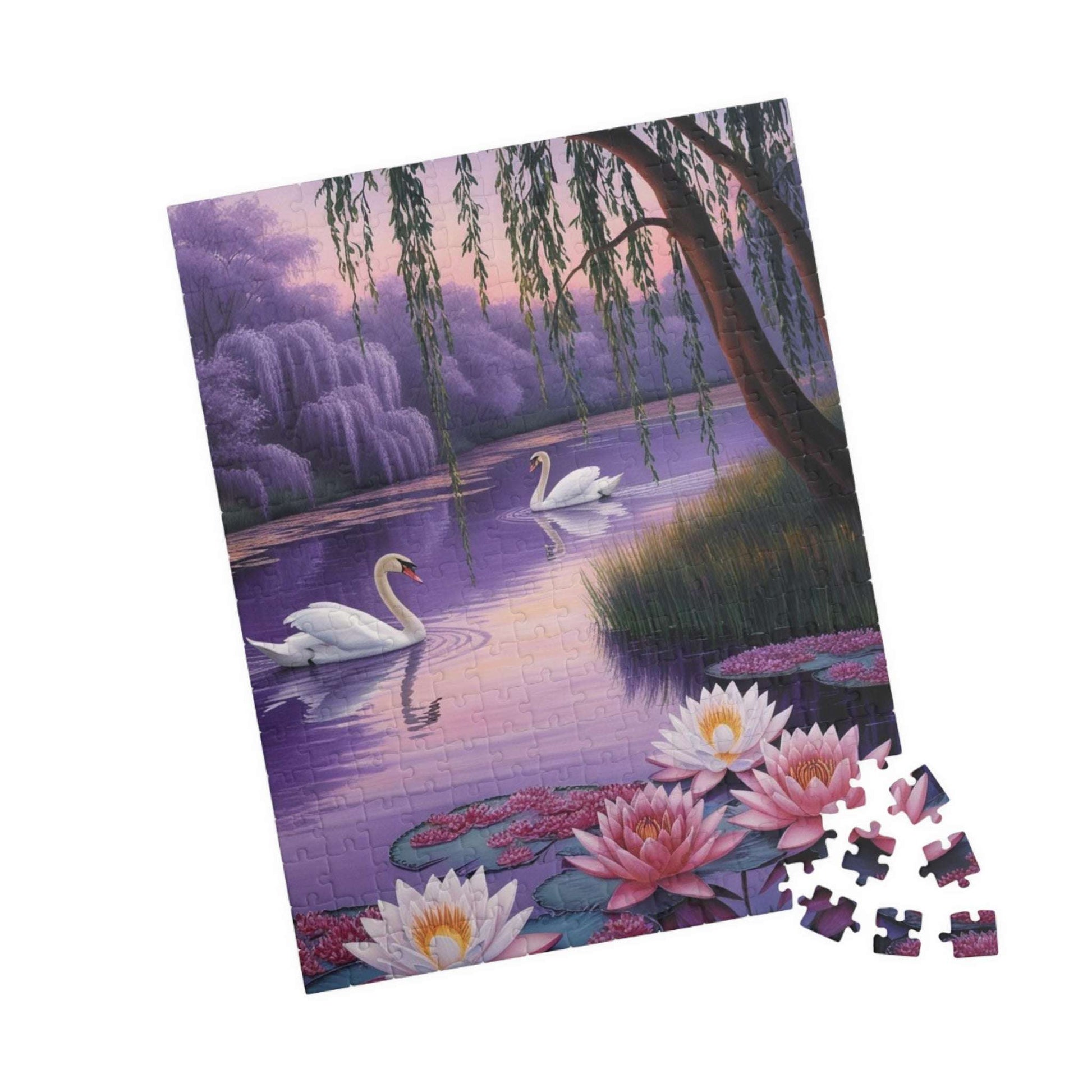 Serene Landscape Puzzle - Swans and Water Lilies - 110, 252, 520, 1014-piece, Gift for Nature Lovers, Family Fun Puzzle The Puzzle Chest