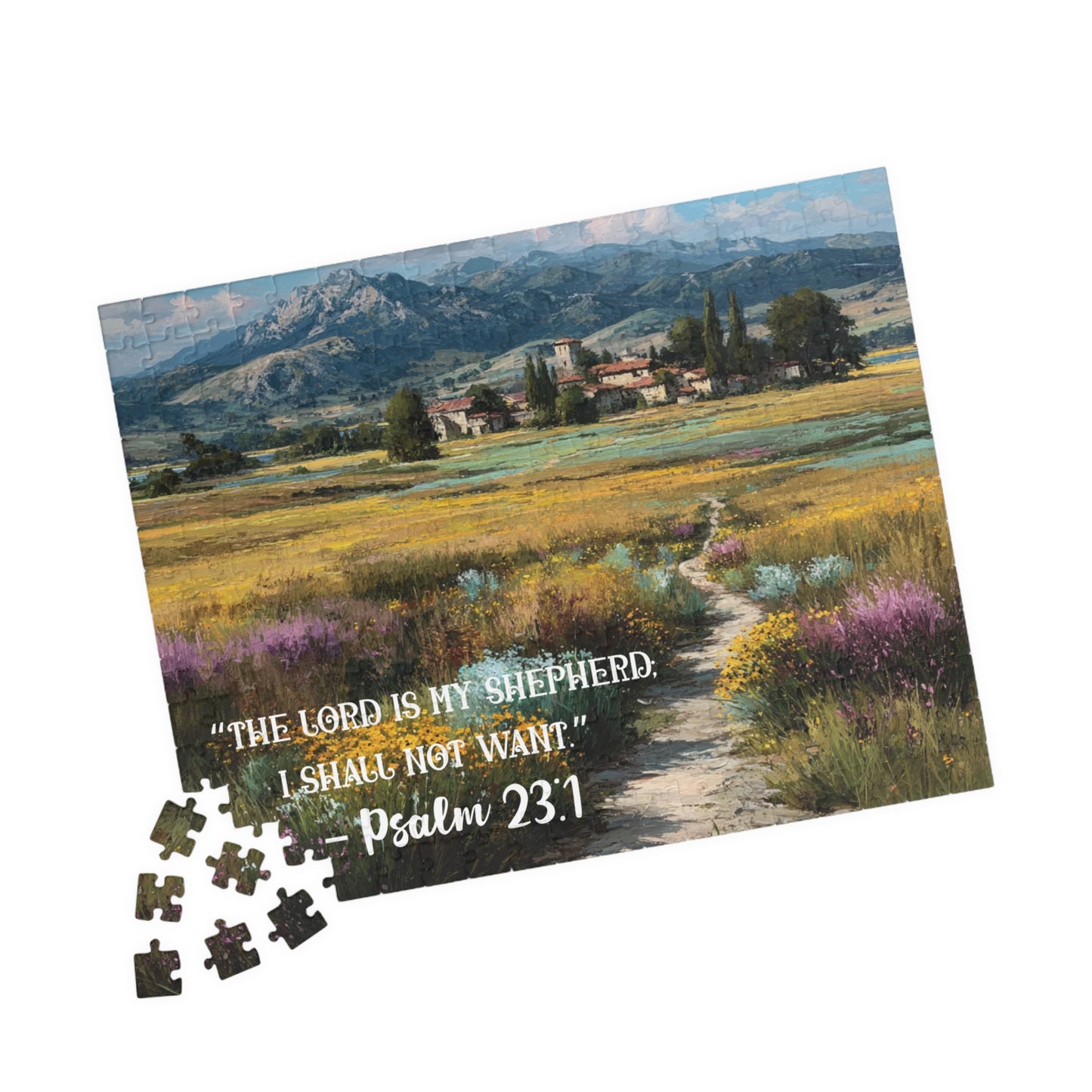 The Shepherd’s Meadow – Faithful Heart Jigsaw Puzzle, Inspirational Game, Biblical Quote Psalm 23:1 Faith-Based Gift 252 pcs (Horizontal) Puzzle The Puzzle Chest