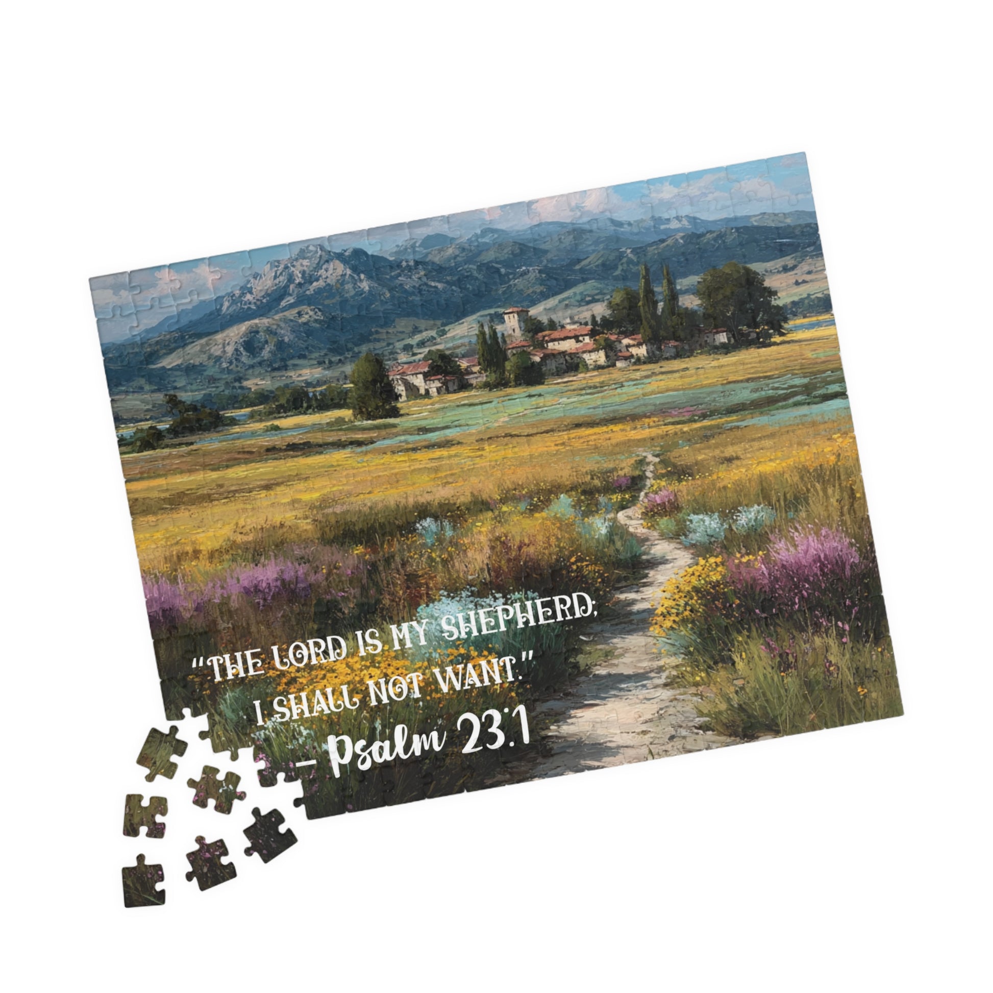 The Shepherd’s Meadow – Faithful Heart Jigsaw Puzzle, Inspirational Game, Biblical Quote Psalm 23:1 Faith-Based Gift 252 pcs (Horizontal) Puzzle The Puzzle Chest