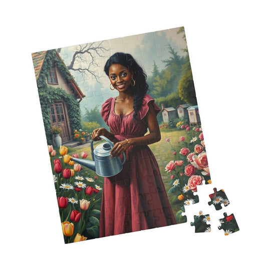 The Garden Keeper Jigsaw Puzzle - Black Woman Art, Afrocentric Artwork, African American Theme 110 pcs (Vertical) Puzzle The Puzzle Chest