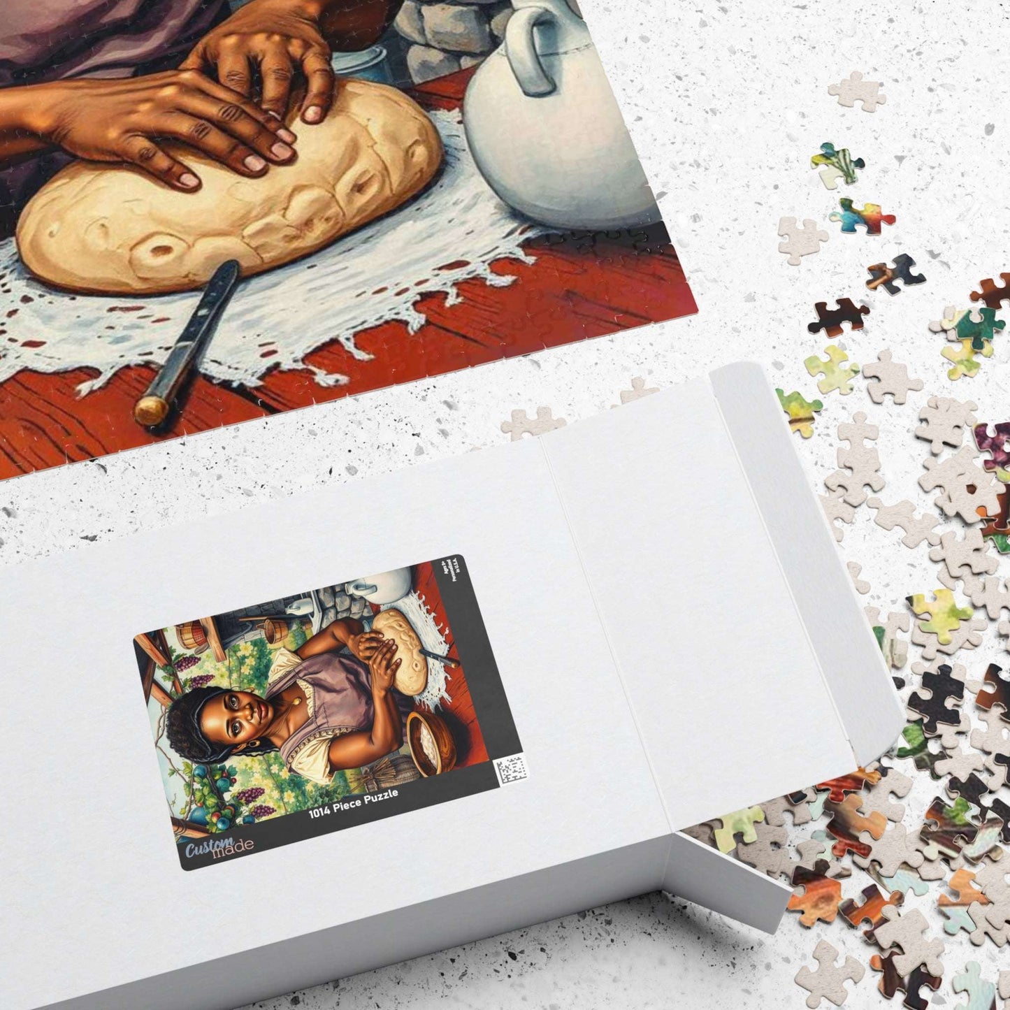 The Artisan Baker Jigsaw Puzzle - Black Woman Kneading Bread, Afrocentric Art, African American Cooking Chef Puzzle The Puzzle Chest