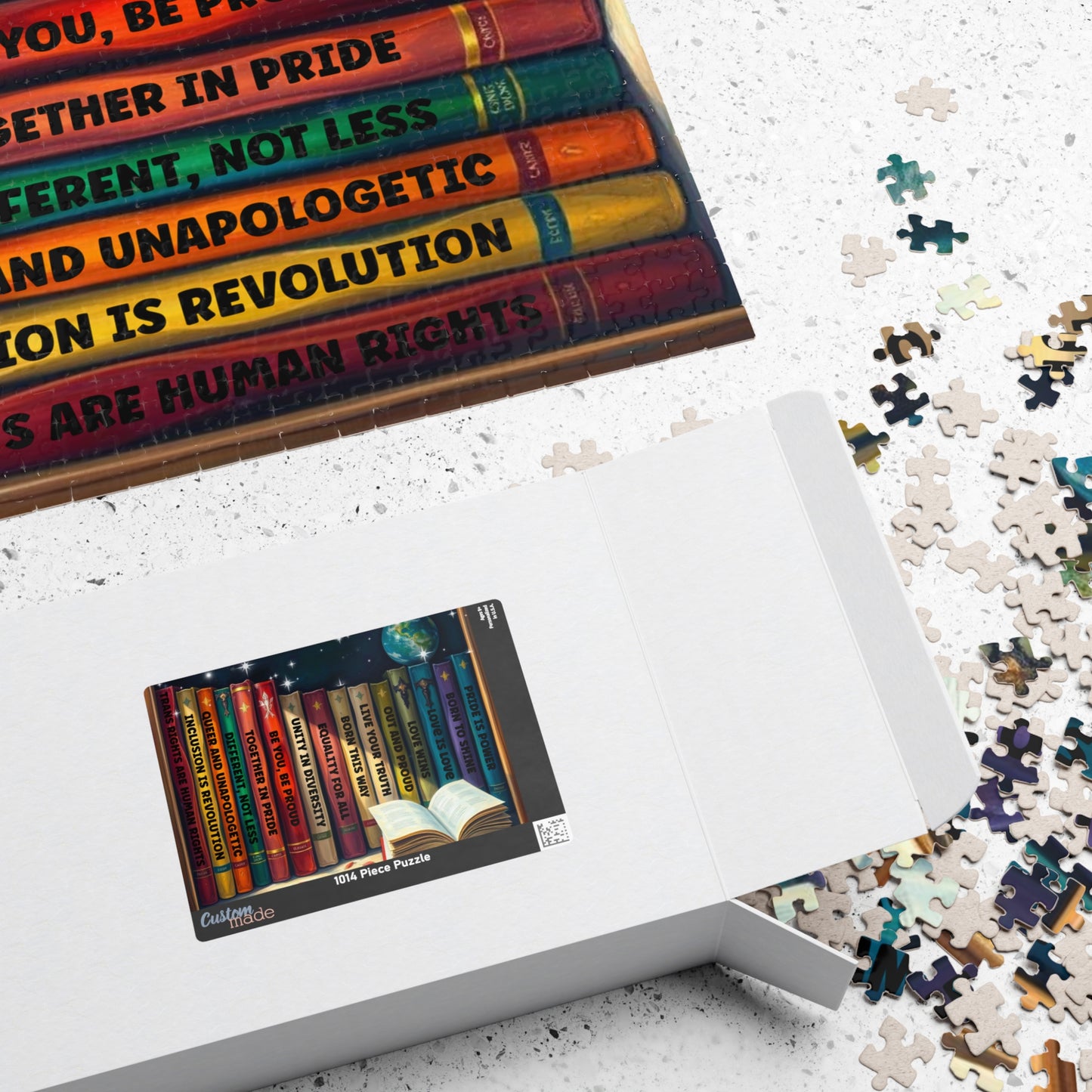 Stories of Pride Jigsaw Puzzle - A Cosmic Bookshelf of Love and Identity, Inclusive Diversity Puzzle, LGBTQ+ Puzzle with Inspirational Quotes, Alternative Lifestyle Gift Puzzle The Puzzle Chest