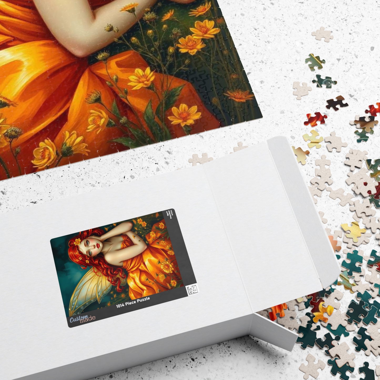 Fairy Dreamscape Jigsaw Puzzle - Red Haired Fairy in Night Wildflower Field 110-1014 Piece Mindful Gift for Family, Friend, Hospital Patient