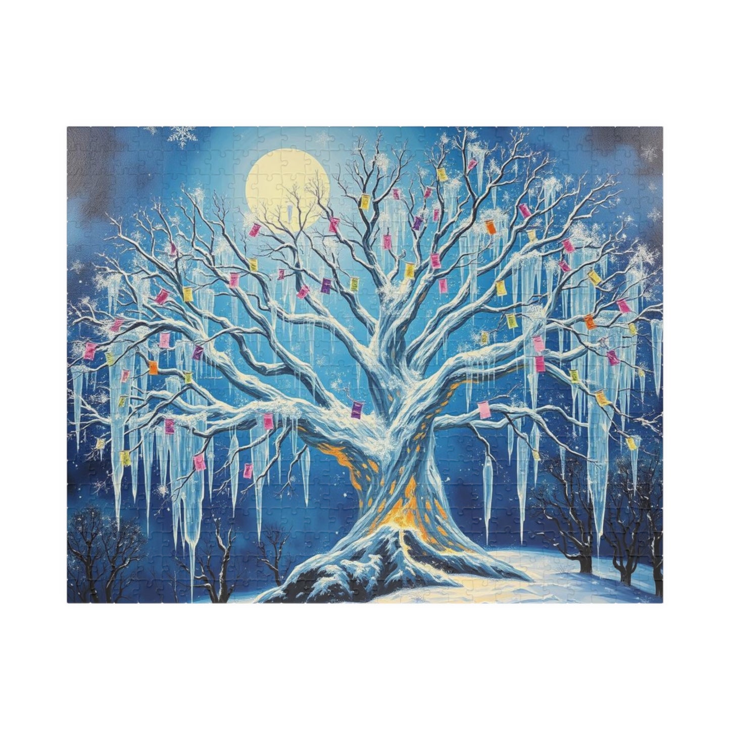 Winter Tree of Wishes Jigsaw Puzzle, 110-1014 Piece Holiday Gift for Friend, Family Activity, Christmas Winter Scene Cozy Home Entertainment