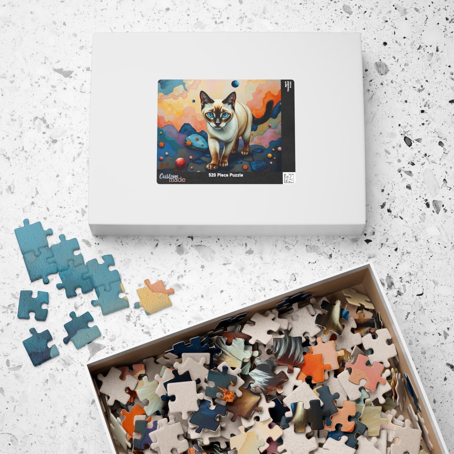 Jigsaw Puzzle, Siamese Cat with Blue Eyes in Dreamlike Landscape, 110 252 520 1014-Piece, Stress Relief, Animal Lover, Family Activity, Gift Puzzle The Puzzle Chest