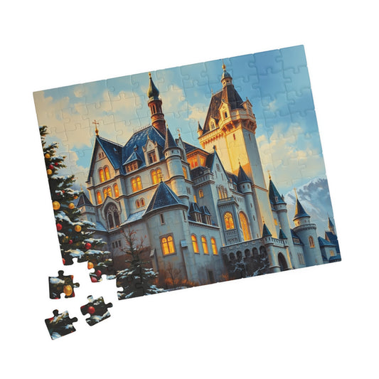 Neuschwanstein Castle Winter Jigsaw Puzzle, Snowy Bavaria Landscape Game, Famous Landmark Architecture, Travel Lover Best Unique Gift 110 pcs (Horizontal) Puzzle The Puzzle Chest