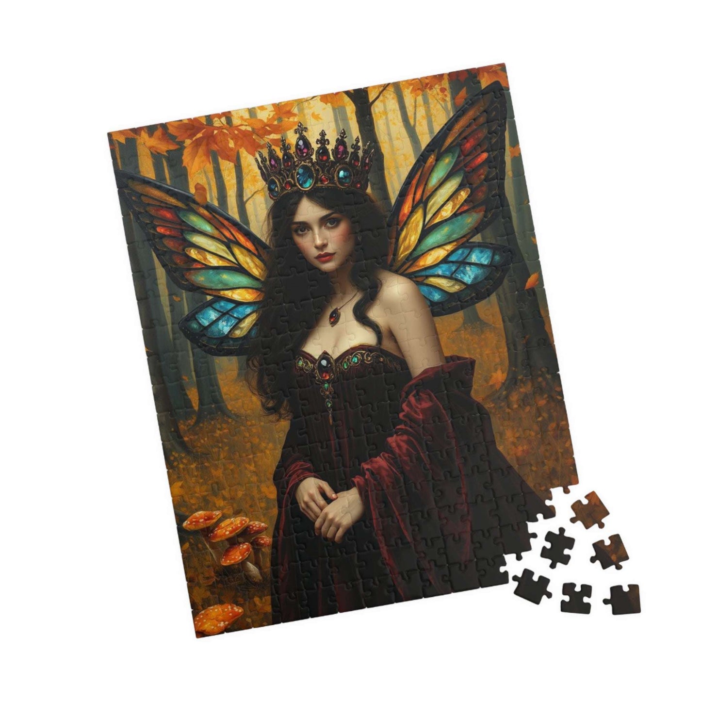 Autumn Crown Fairy Queen Jigsaw Puzzle - Enchanting Artwork, Family Fun, Fantasy Gift for Puzzle Lover, Unique Decor, Mindfulness Activity
