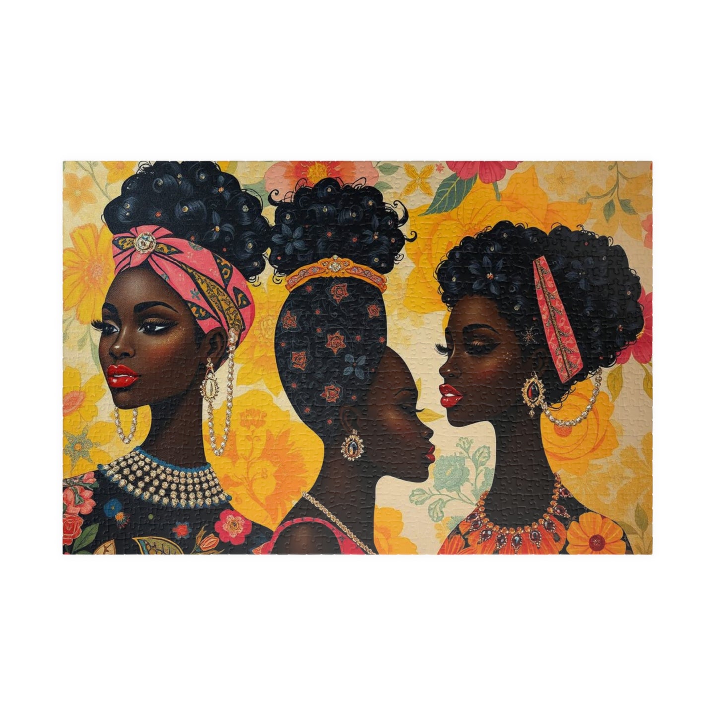 Sisters Bonding Jigsaw Puzzle, African Heritage African American Woman Empowering Art, Afrocentric Mindful Family Activity, Gift for Birthday, Holiday 1014 pcs (Horizontal) Puzzle The Puzzle Chest