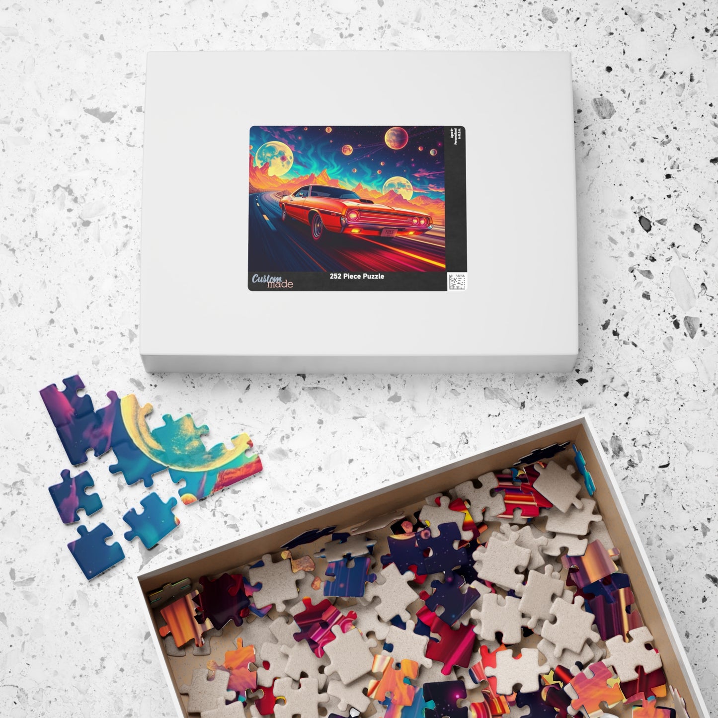 Retro Car Jigsaw Puzzle - Cosmic Scene, Gifts for Car Lovers, Nostalgic Mindfulness Activity for Family Game Night or Solo Fun, Brain Teaser Puzzle The Puzzle Chest