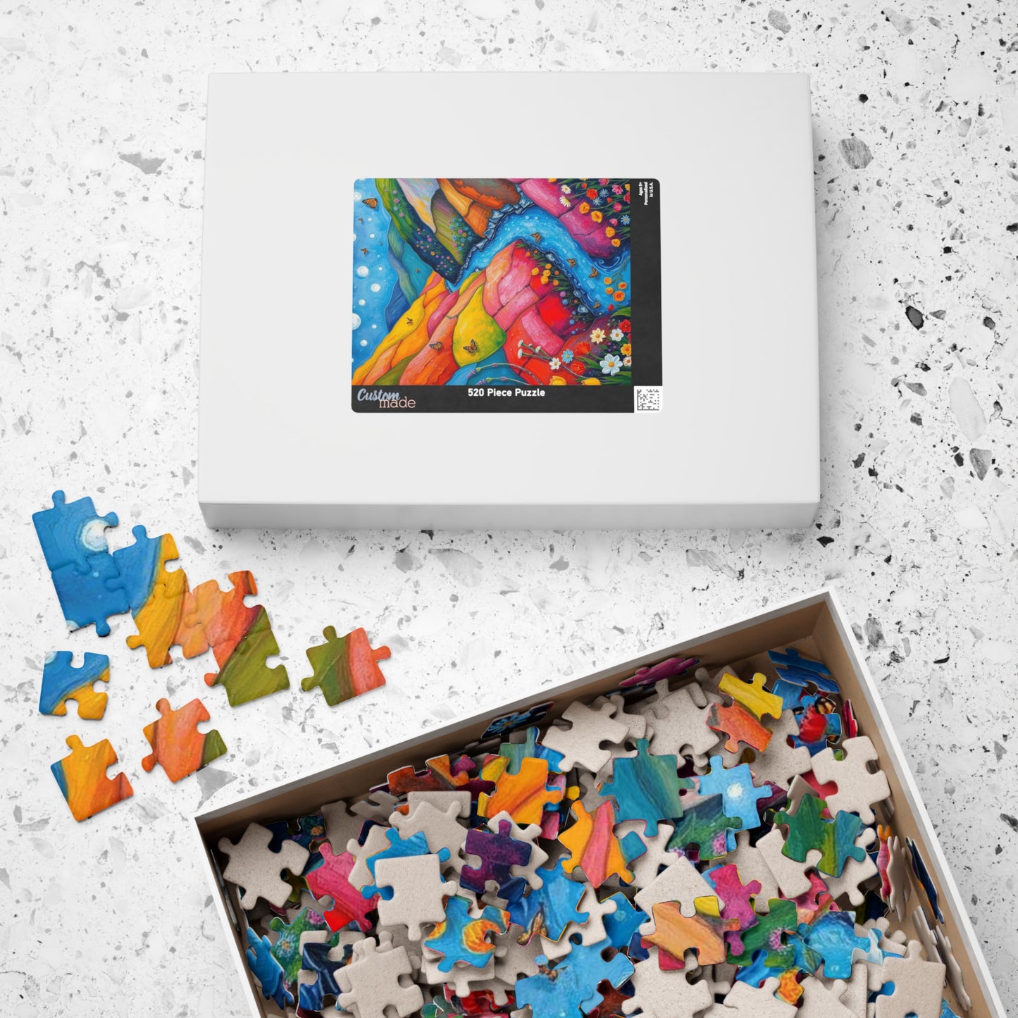 Meadow Stream Melody - River Through Candy Hill Jigsaw Puzzle Collection, Beautiful Nature Puzzle, Colorful Landscape Art, Puzzle Lover Gift, Family Fun, 110/252/520/1014 Puzzle The Puzzle Chest