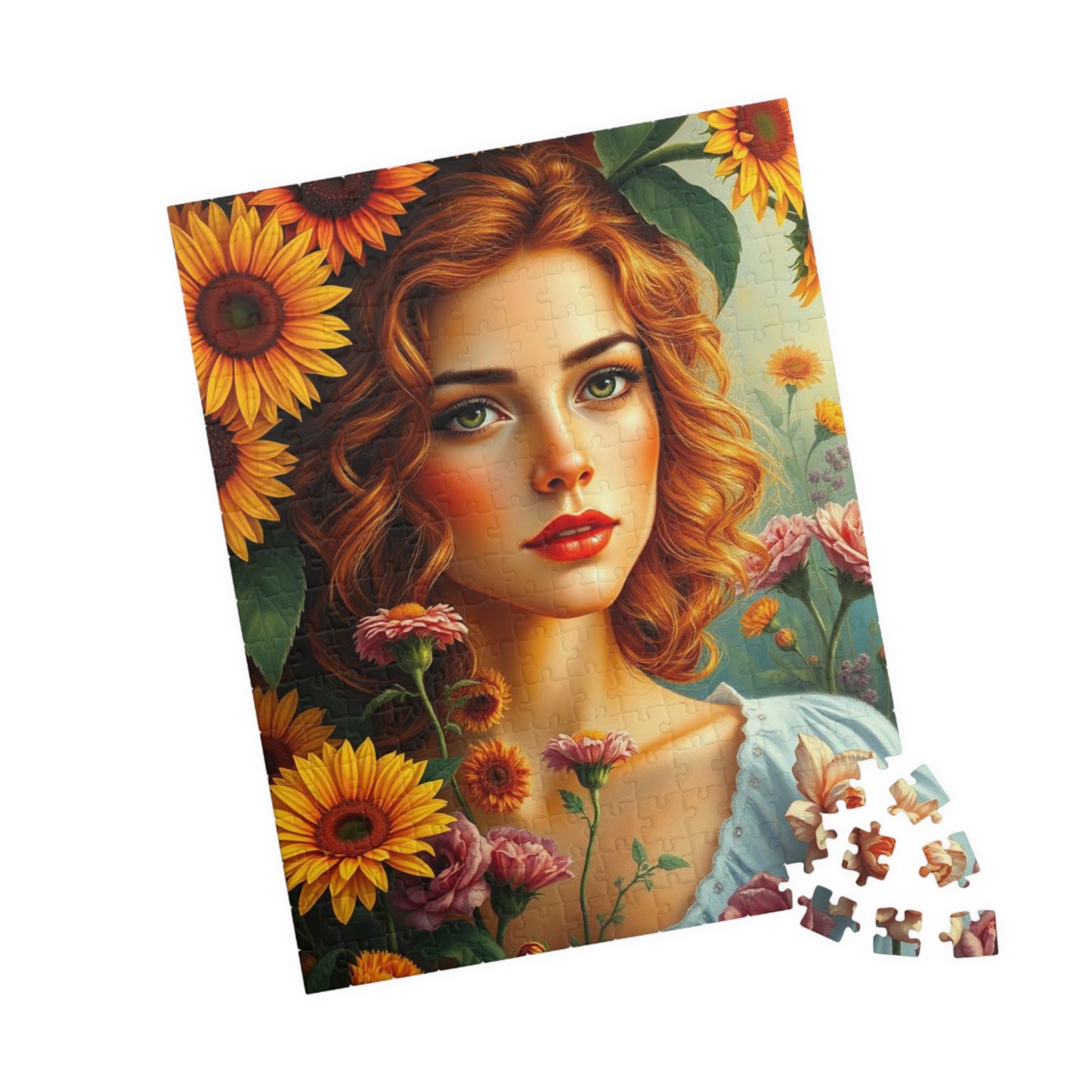 Sunflower Muse Jigsaw Puzzle for Adults, Woman Floral Portrait, Creative Hobby Puzzle Gift for Friends and Family, Fun Challenge Puzzle The Puzzle Chest