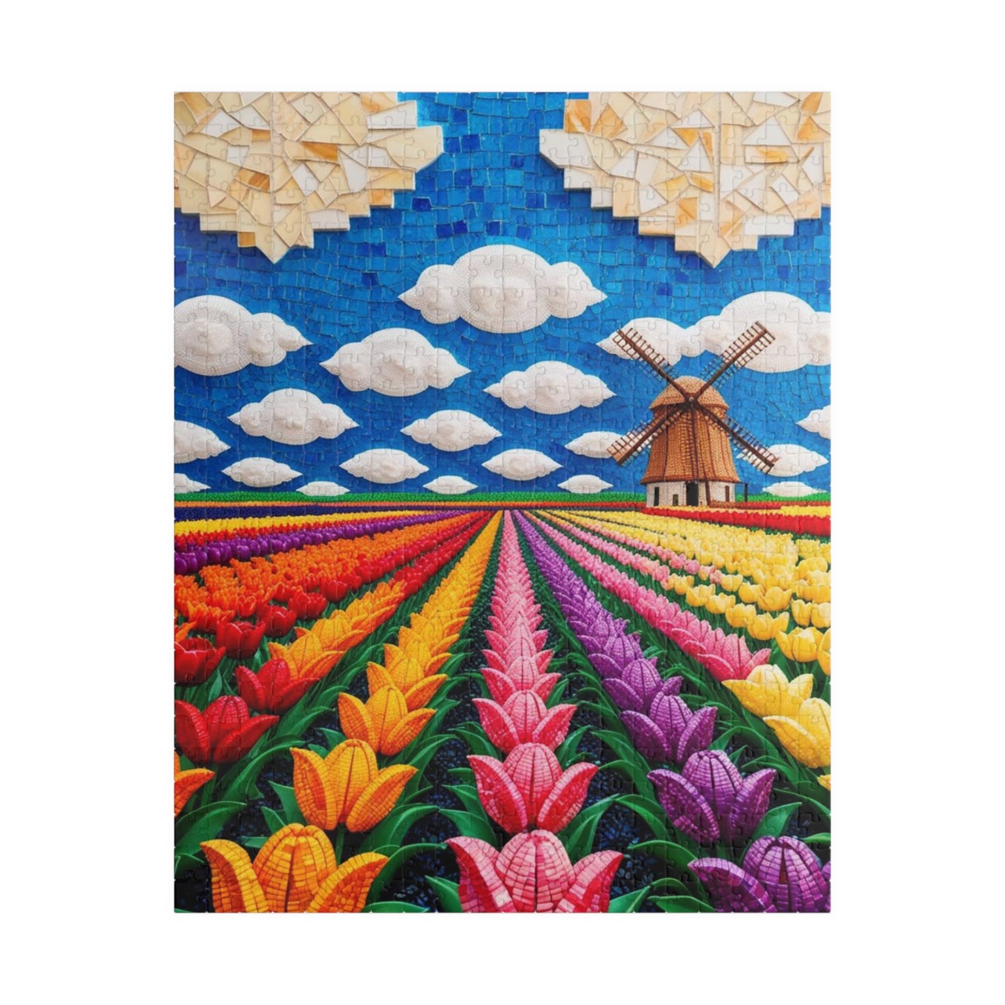 Mosaic Vibrant Flower Fields Puzzle | Tulip Landscape | 110, 252, 520, 1014-Piece Fun for Families, Gift for Puzzles Lovers, Home Decor, 520 pcs (Vertical) Puzzle The Puzzle Chest
