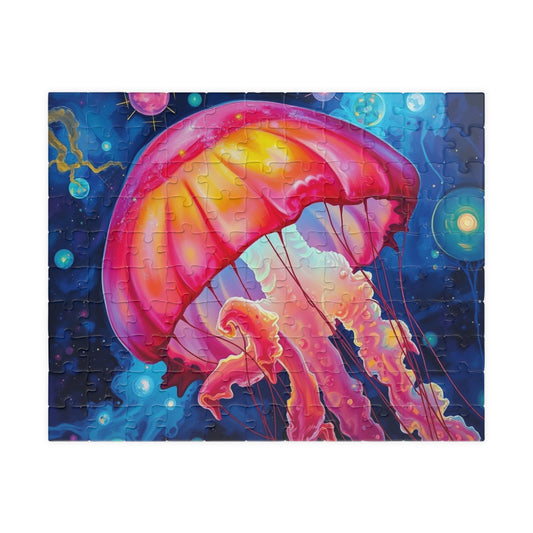 Colorful Jellyfish Jigsaw Puzzle, Vibrant Ocean Artwork, Family Game Night, Friend Gift for Sea Lovers, Fun Activity for Adults 110 pcs (Horizontal) Puzzle The Puzzle Chest