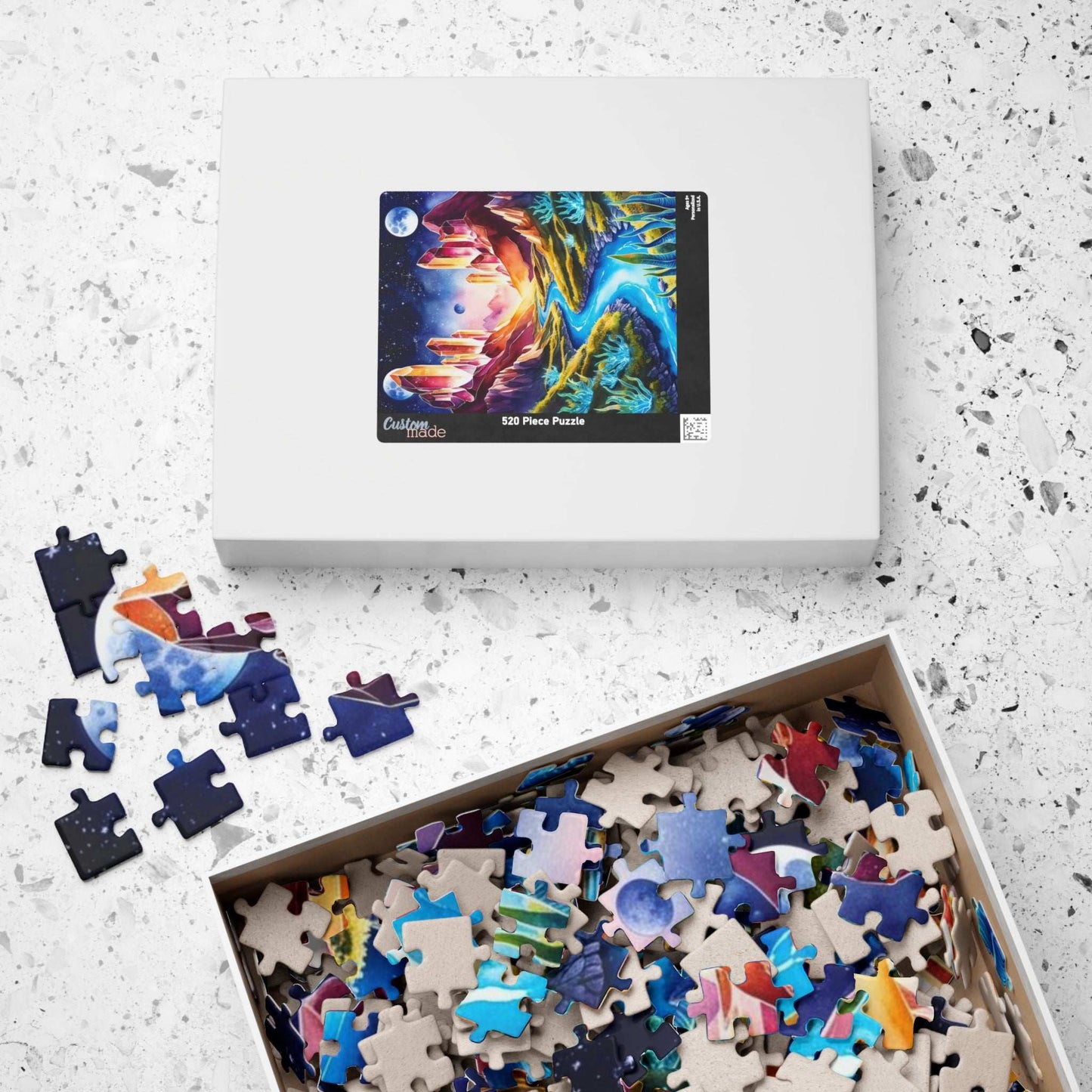 Space Puzzle - Alien Planet Landscape, Crystal Mountains, Blue Rivers, Two Moons, 520-Piece Jigsaw Game, Astronomy Gift, Galaxy Theme Puzzle The Puzzle Chest