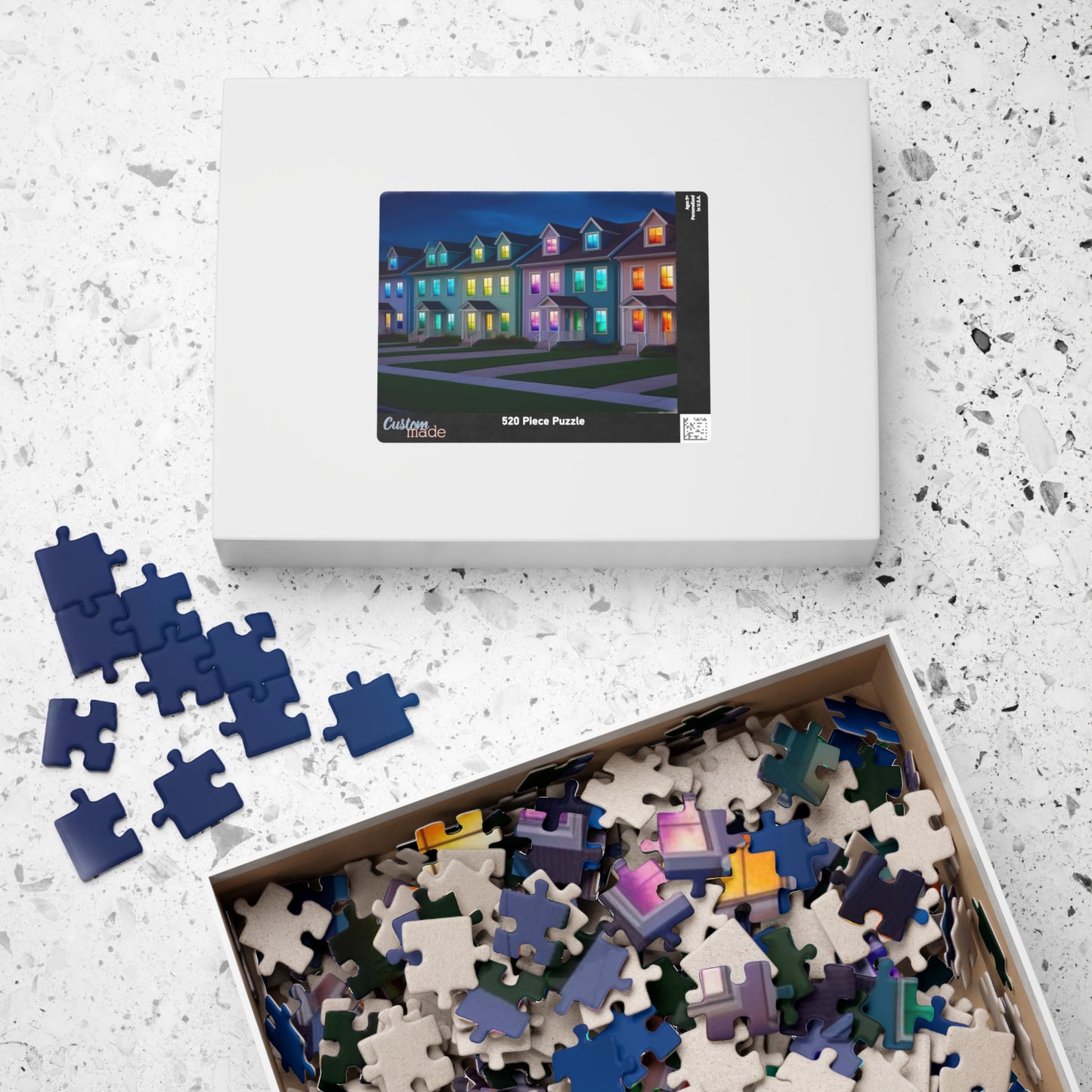 Jigsaw Puzzle, Fantasy Weirdcore Surreal Suburban Neighborhood with Glowing Windows, 110 252 520 1014-piece, Home Decor Game Activity Gift, Puzzle The Puzzle Chest
