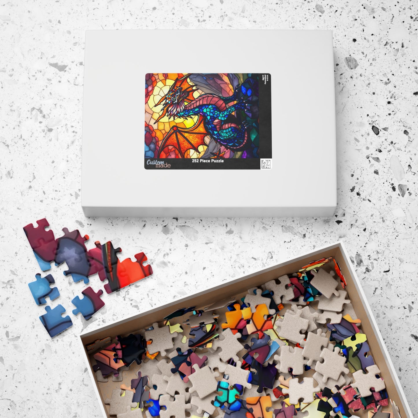 Stained Glass Dragon Puzzle, Colorful Art Jigsaw for Adults, Perfect Gift for Hobbyists, Family Game Night, 110-1014 Pieces Puzzle The Puzzle Chest
