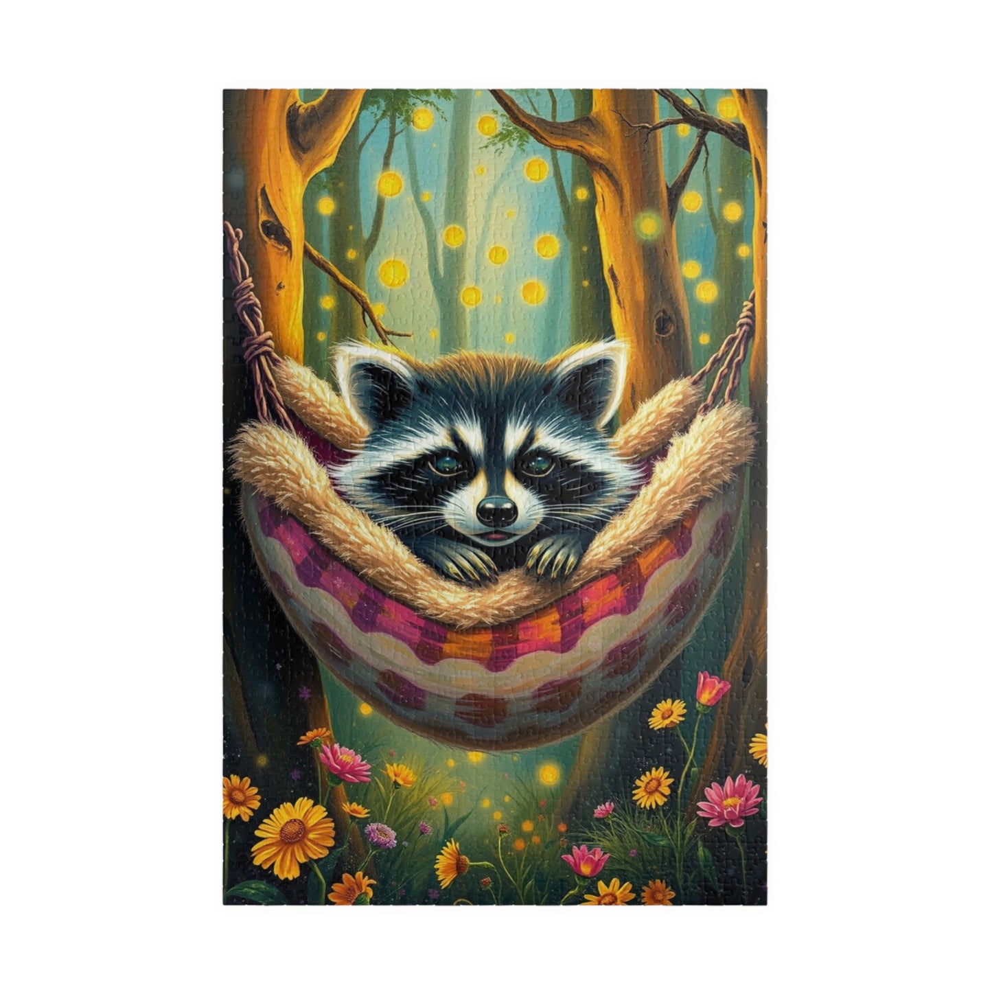 Whimsical Raccoon Puzzle, 110-1014-Piece, Nature-Themed Fun Family Activity, Gift for Animal Lovers, Cozy Home Entertainment, Brain Teaser 1014 pcs (Vertical) Puzzle The Puzzle Chest
